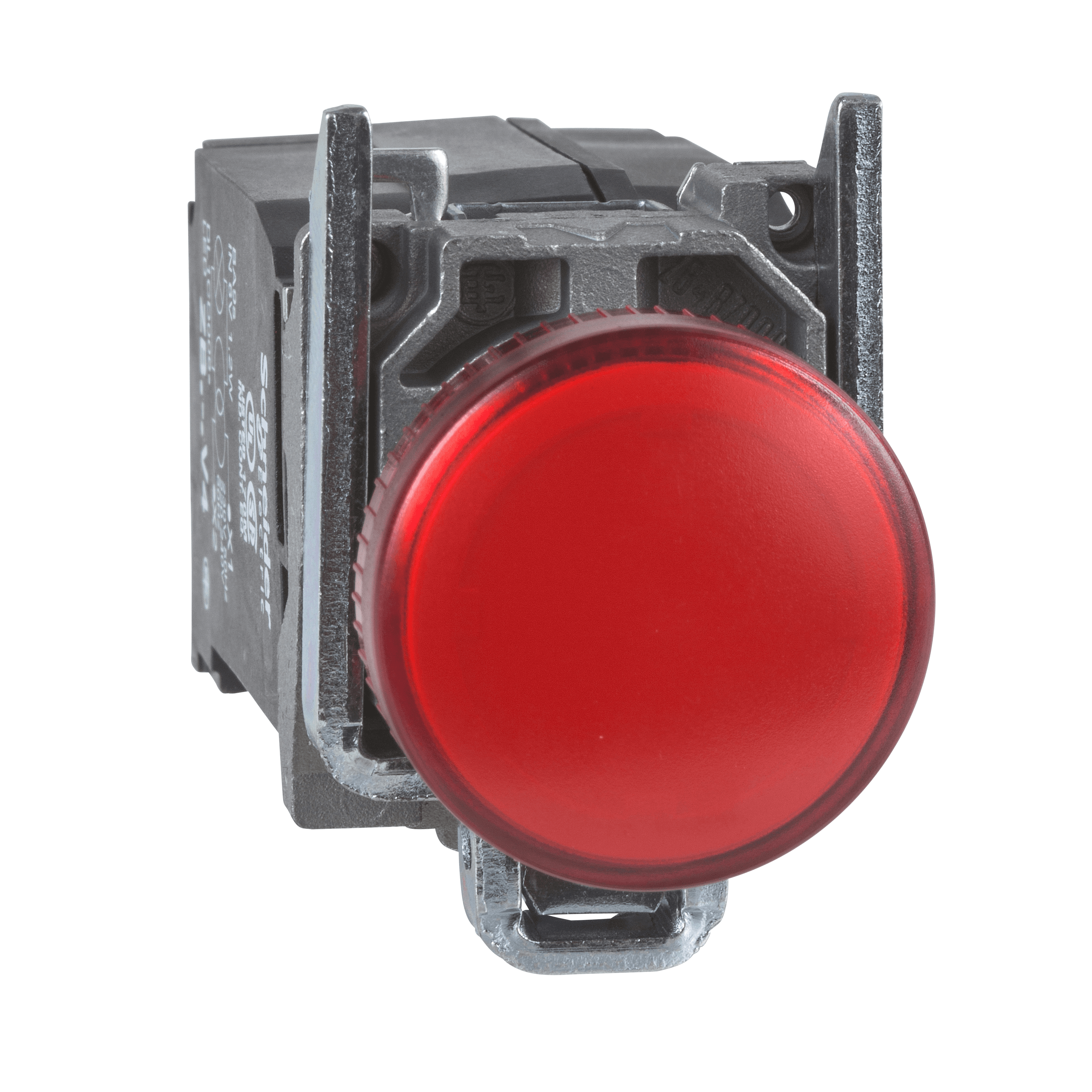 Pilot light, Harmony XB4, metal, red, 22mm, plain lens with BA9s bulb, 110...120V AC