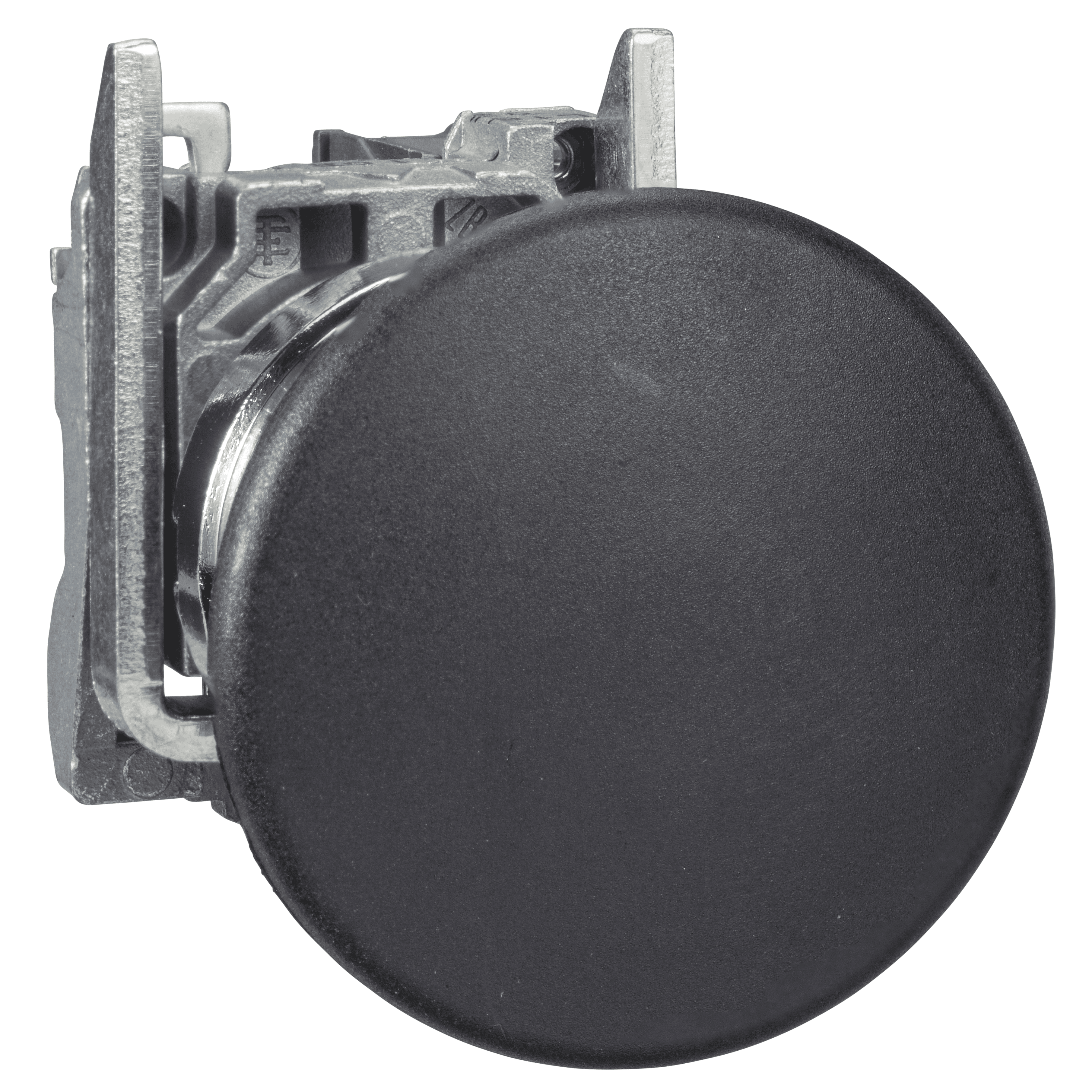 Push button, Harmony XB4, metal, black mushroom 40mm, 22mm, spring return, unmarked, 1NO