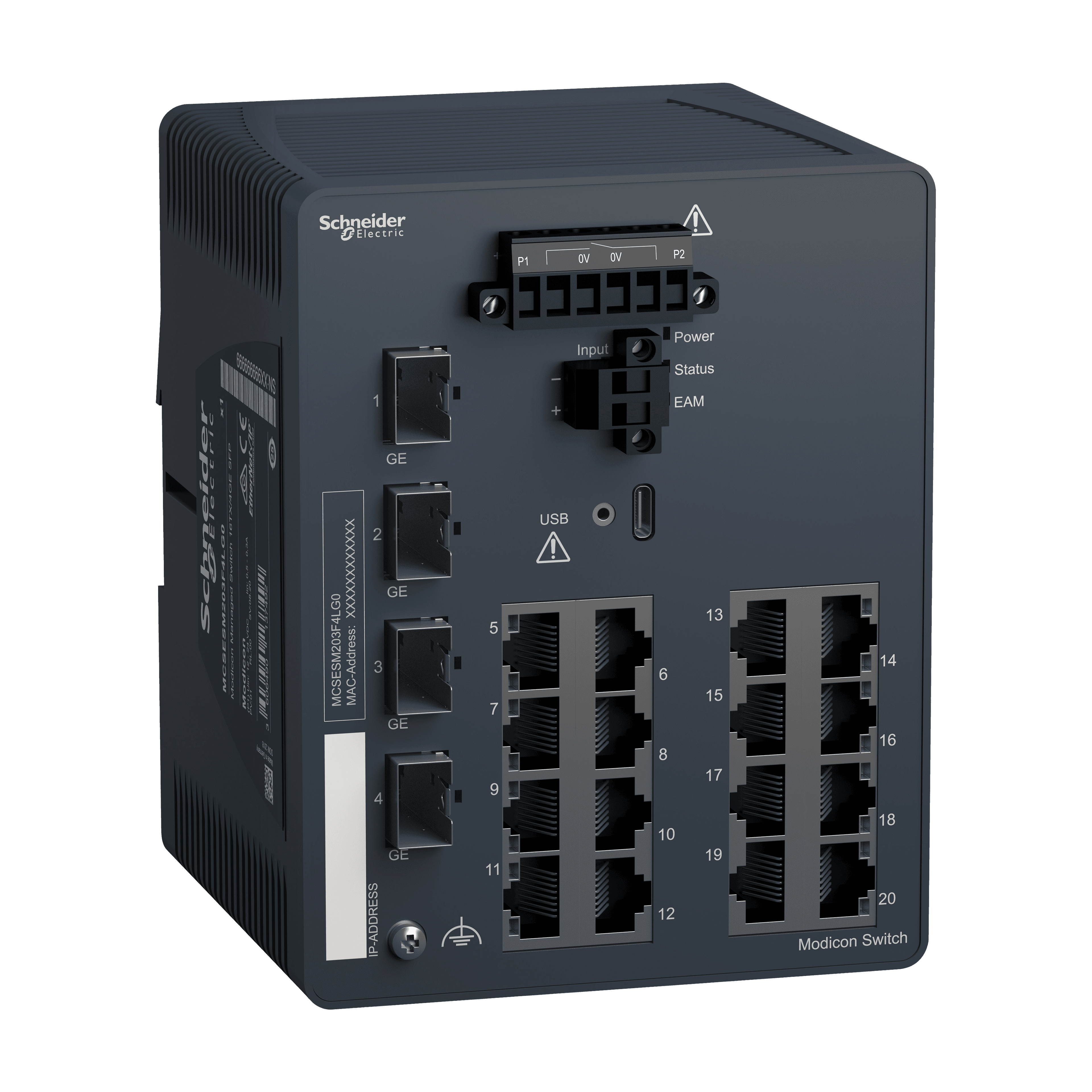network switch, Modicon Networking, managed, 16 ports for copper with 4Gigabit SFP