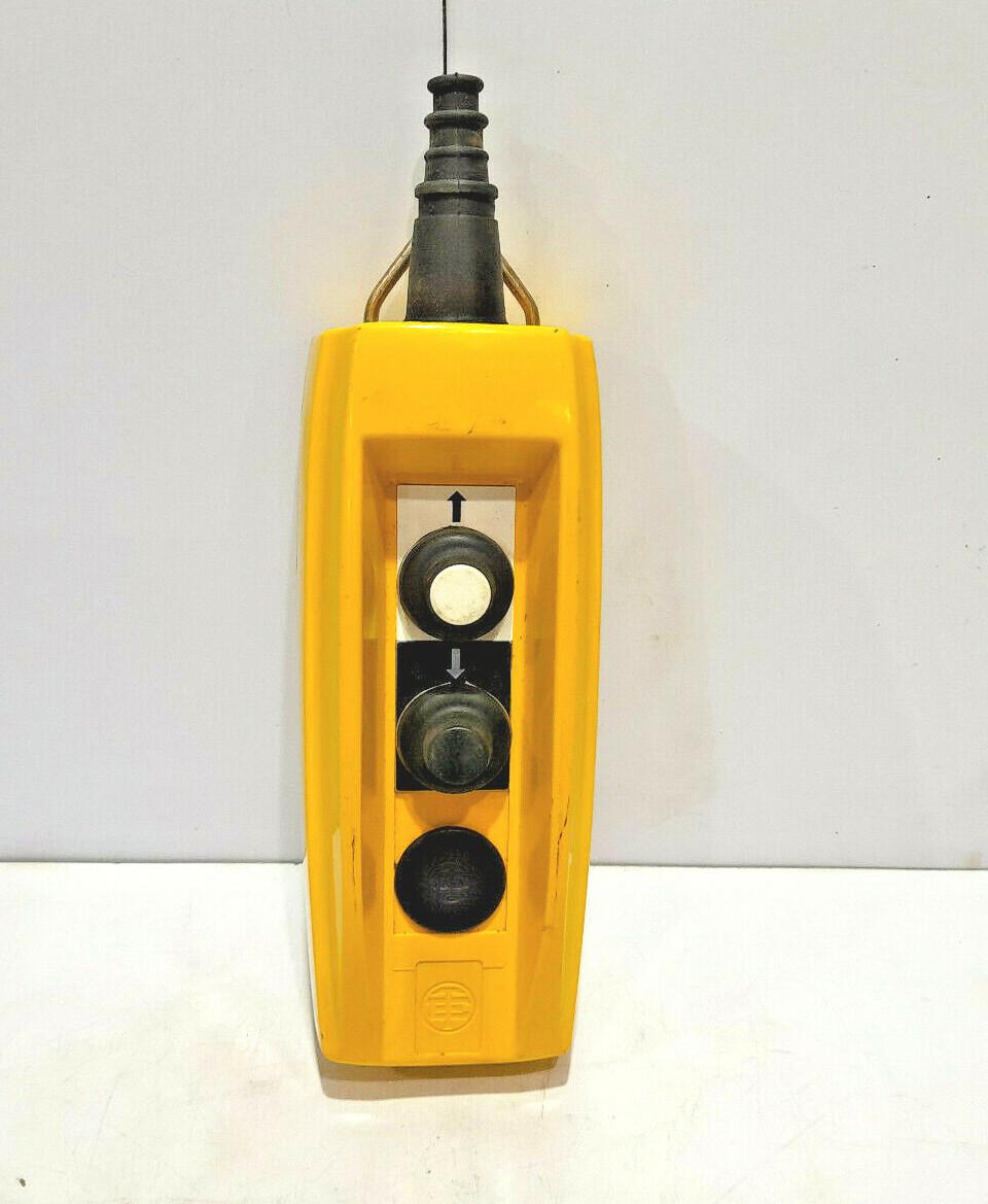 Pendant control station, Harmony XAC, plastic, yellow, 2 push buttons, 12A, cable 7…13mm