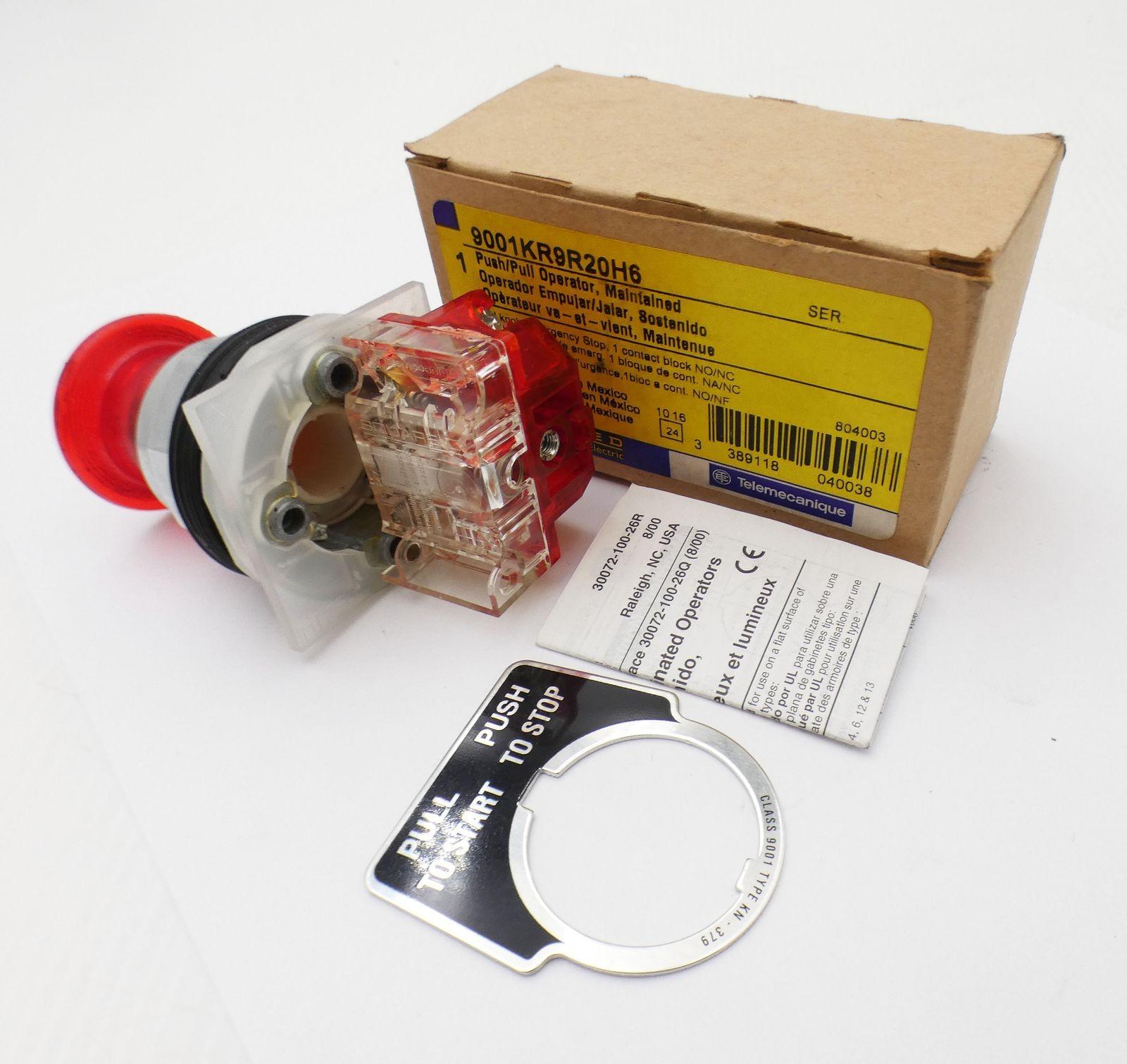 Push-button, Harmony 9001K, metal, mushroom 35mm, red, 30mm, 2 positions, push-pull, 1 NC