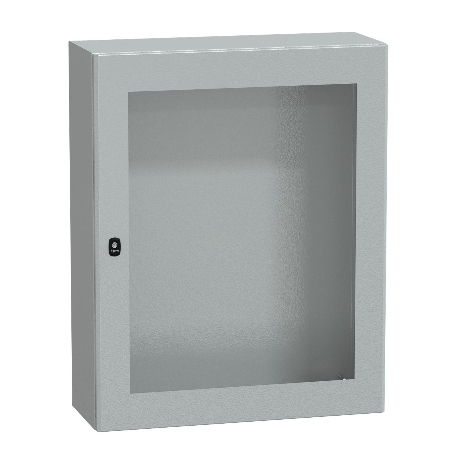 Wall mounted steel enclosure, Spacial S3D, transparent door, without mounting plate, 1000x800x300mm, IP66, IK08