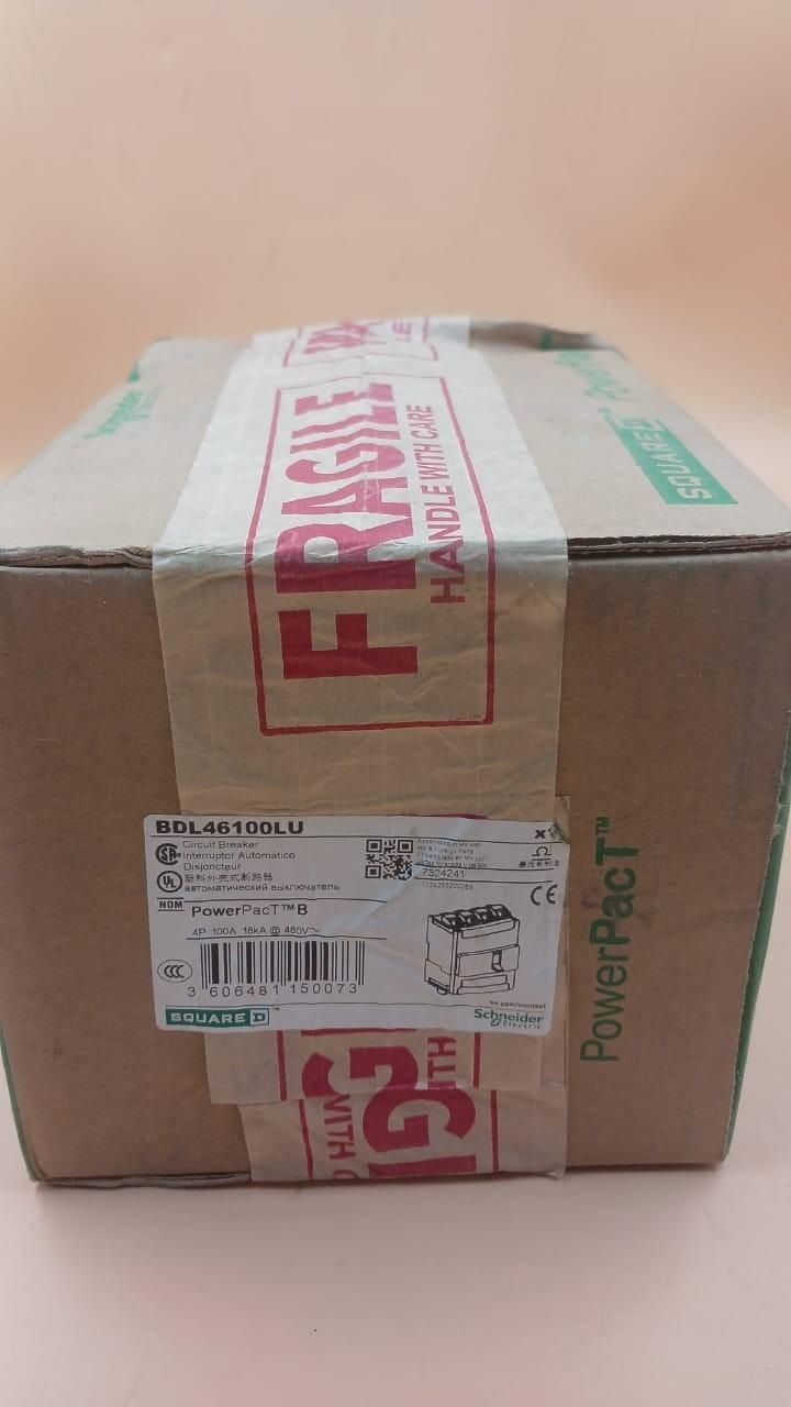 Circuit breaker, PowerPacT B, 100A, 4 pole, 600Y/347VAC, 14kA, lugs, thermal magnetic, 80%, control wire ON end