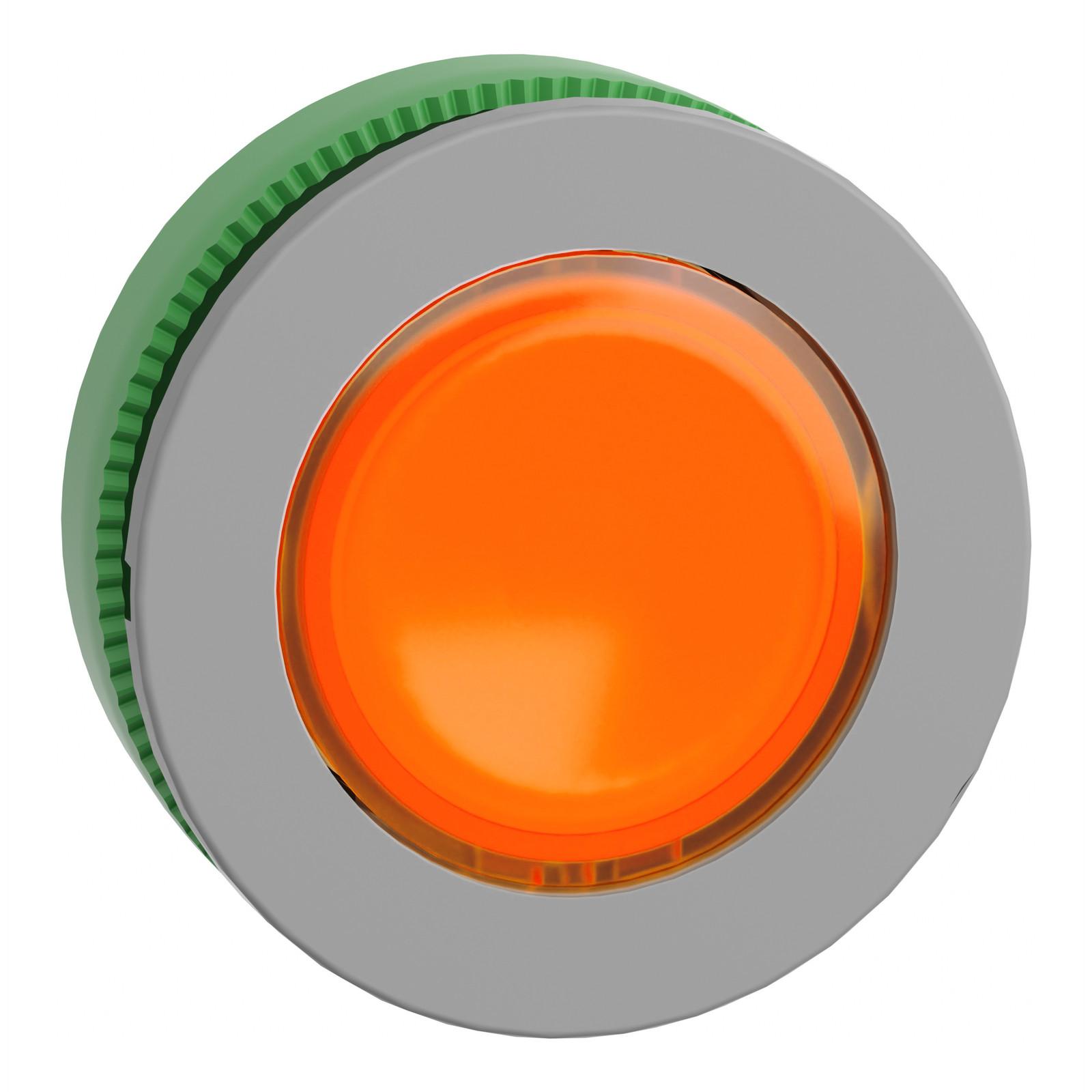 Head for pilot light, Harmony XB5, grey bezel, orange flush mounted, 30mm, universal LED, plain lens