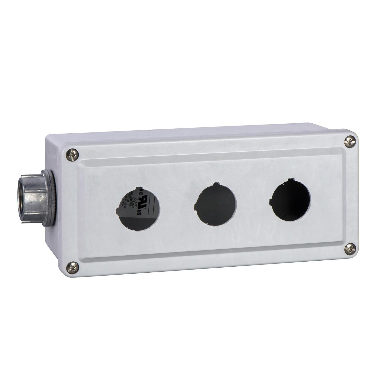 Empty enclosure control station, Harmony 9001K, Harmony 9001SK, plastic, 3 cut outs, 30mm, for 3 4 cable entry