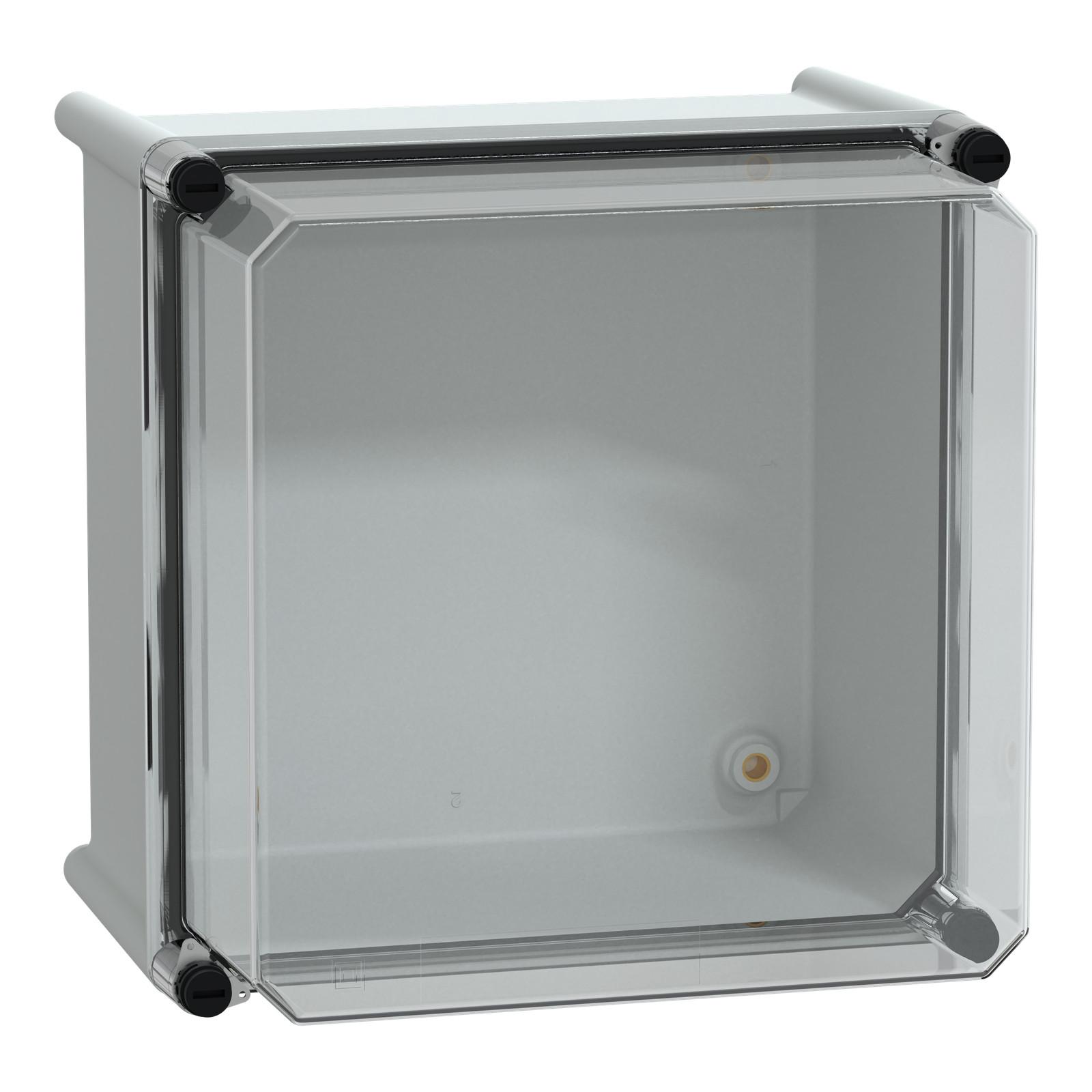 PLS box, polyester rear, transparent PC cover IP66 27x27x23cm
