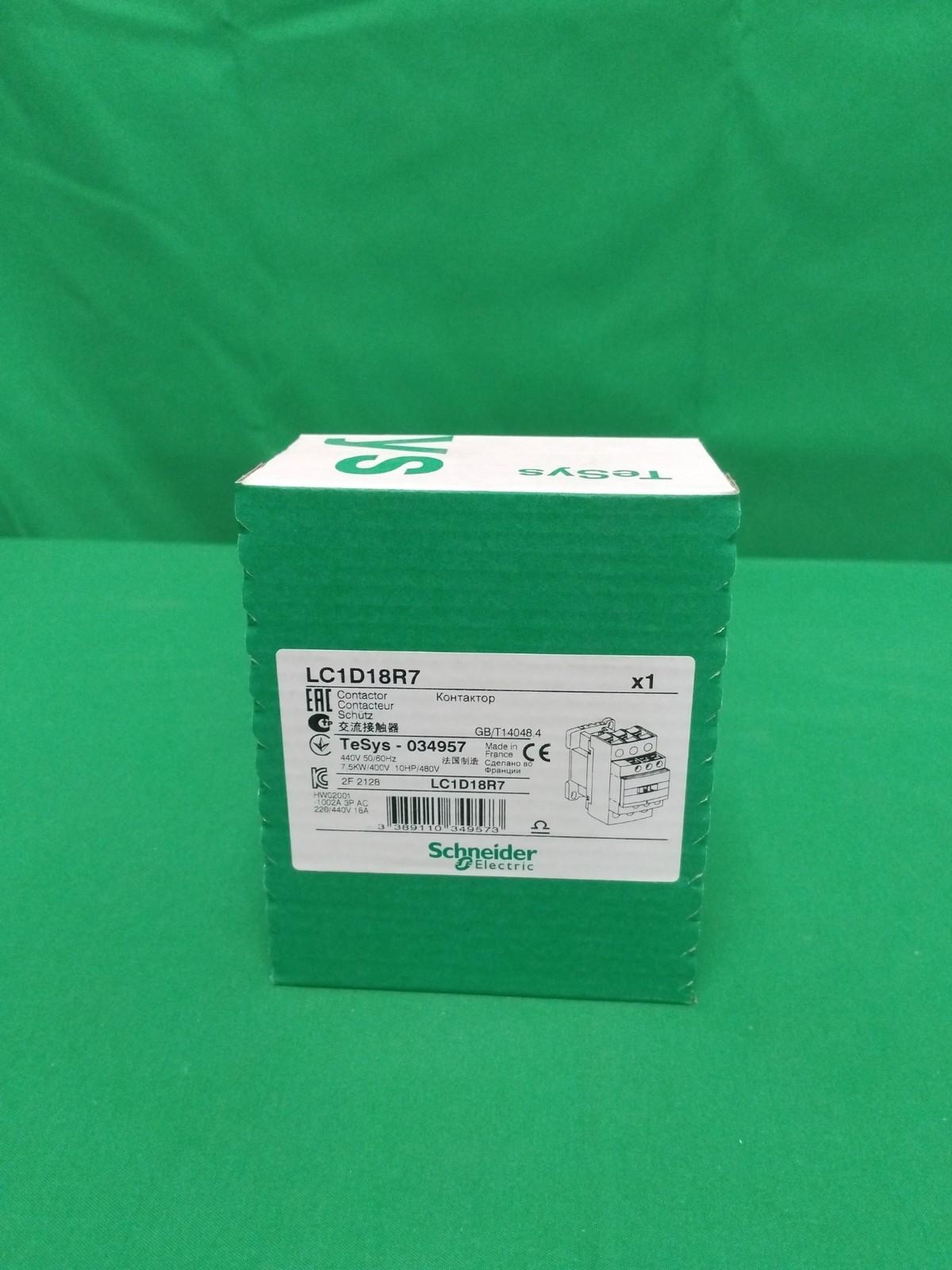 IEC contactor, TeSys Deca, nonreversing, 18A, 10HP at 480VAC, up to 100kA SCCR, 3 phase, 3 NO, 440VAC 50/60Hz coil, open