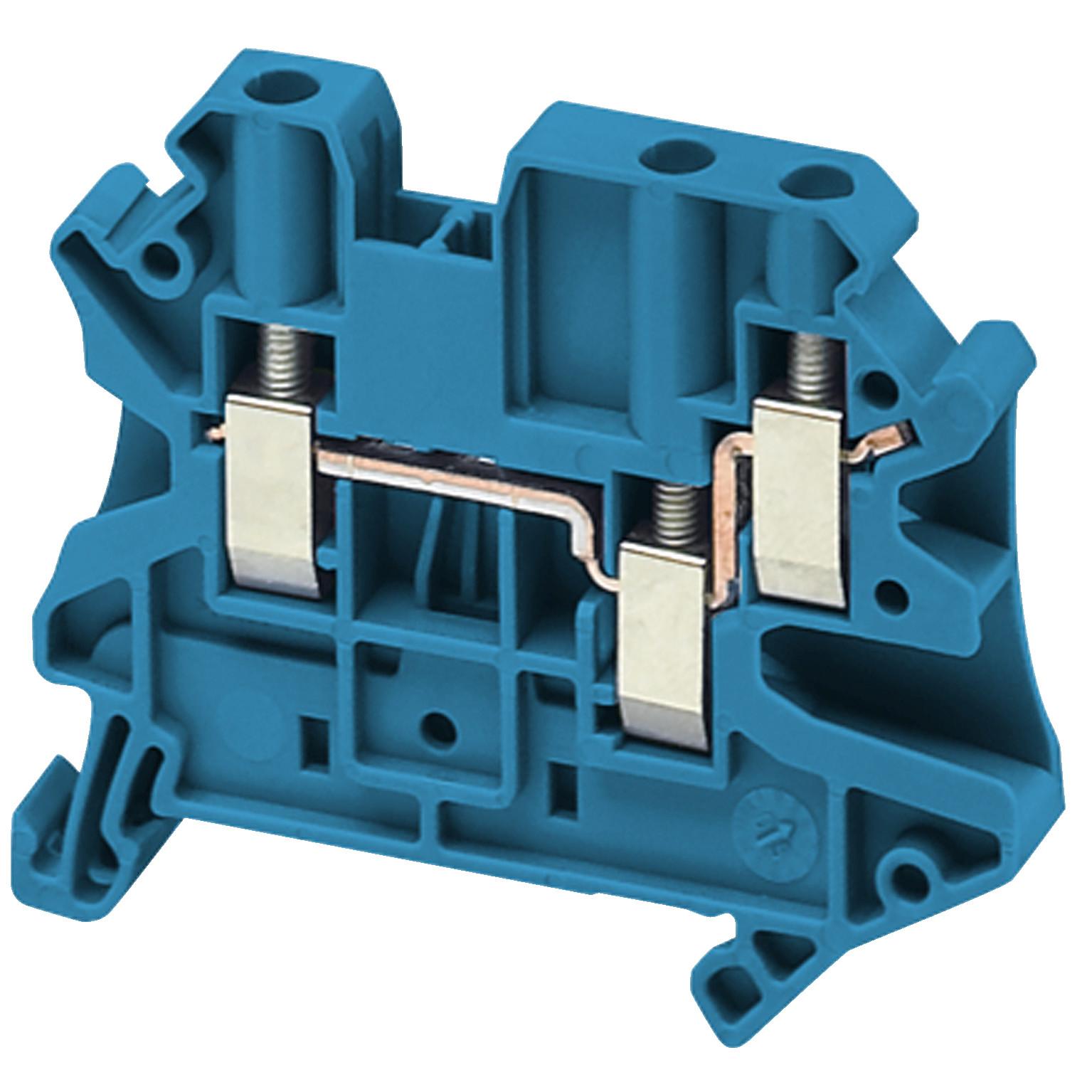 SCREW TERMINAL, FEED THROUGH, 3 POINTS, 4MM² , BLUE