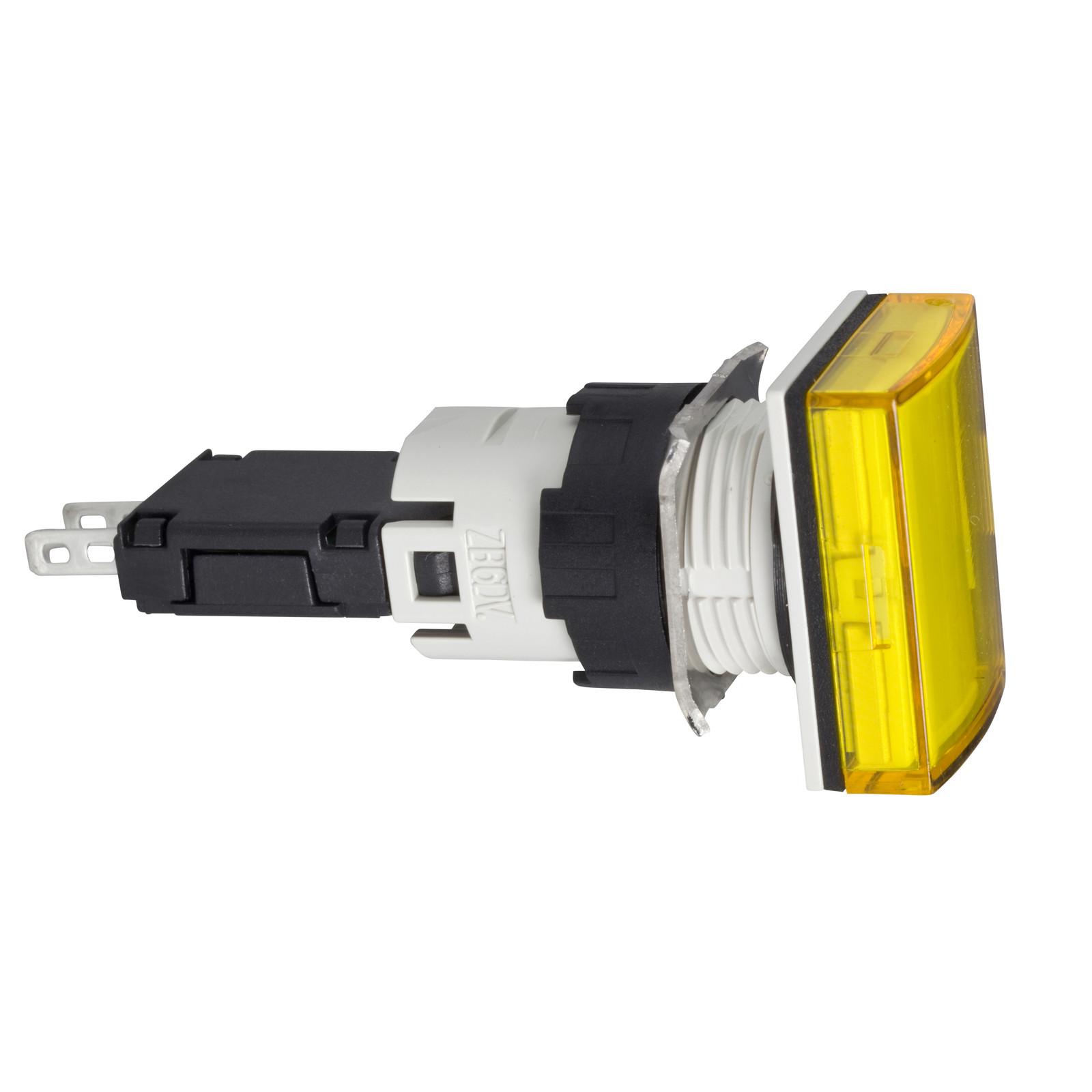 Complete pilot light, Harmony XB6, rectangular yellow, plastic, 16mm, integral LED, 12...24V