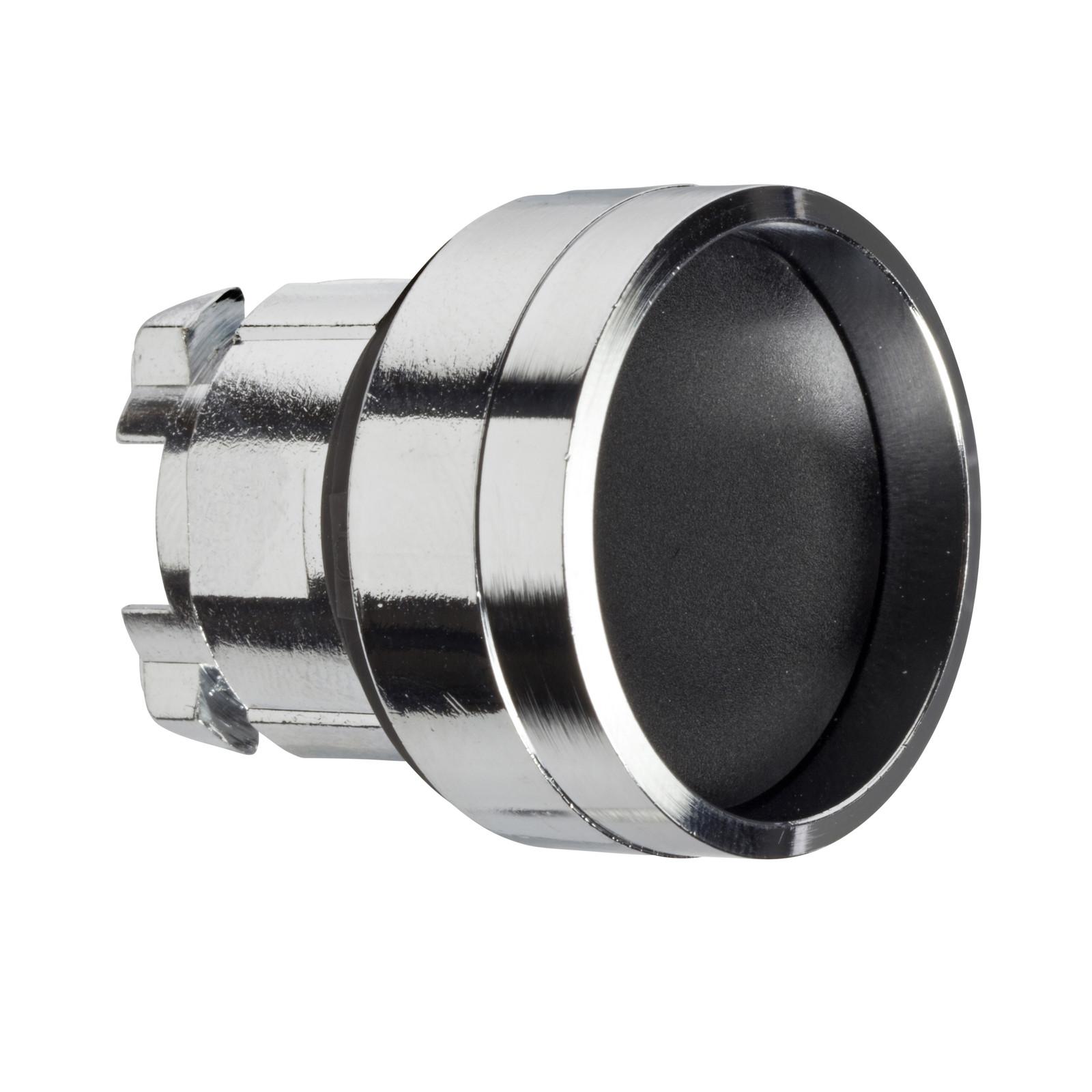 Head for non illuminated push button, Harmony XB4, metal, recessed, black, 22mm, spring return, unmarked