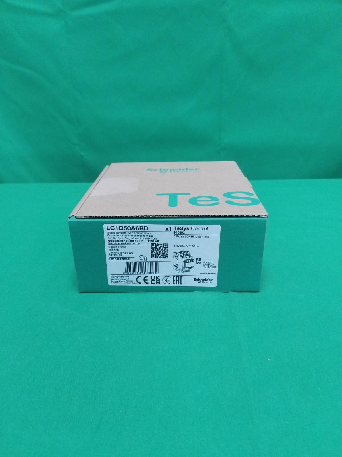 IEC contactor, TeSys Deca, nonreversing, 50A, 40HP at 480VAC, 3 phase, 3 pole, 3 NO, 24VDC coil, open style
