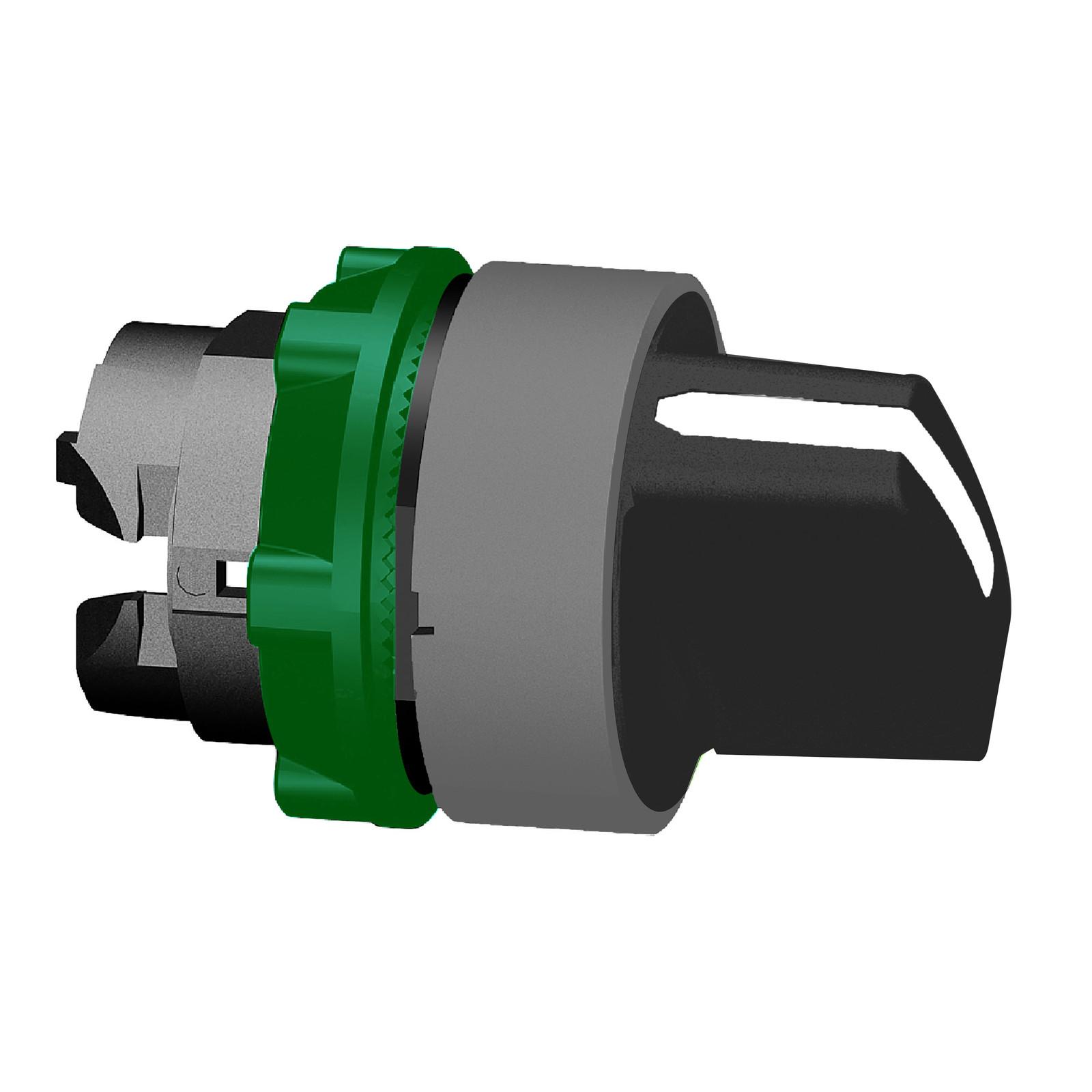 Harmony XB5, Selector switch head, plastic, black, Ø22, 3 positions, stay put, grey bezel modif image