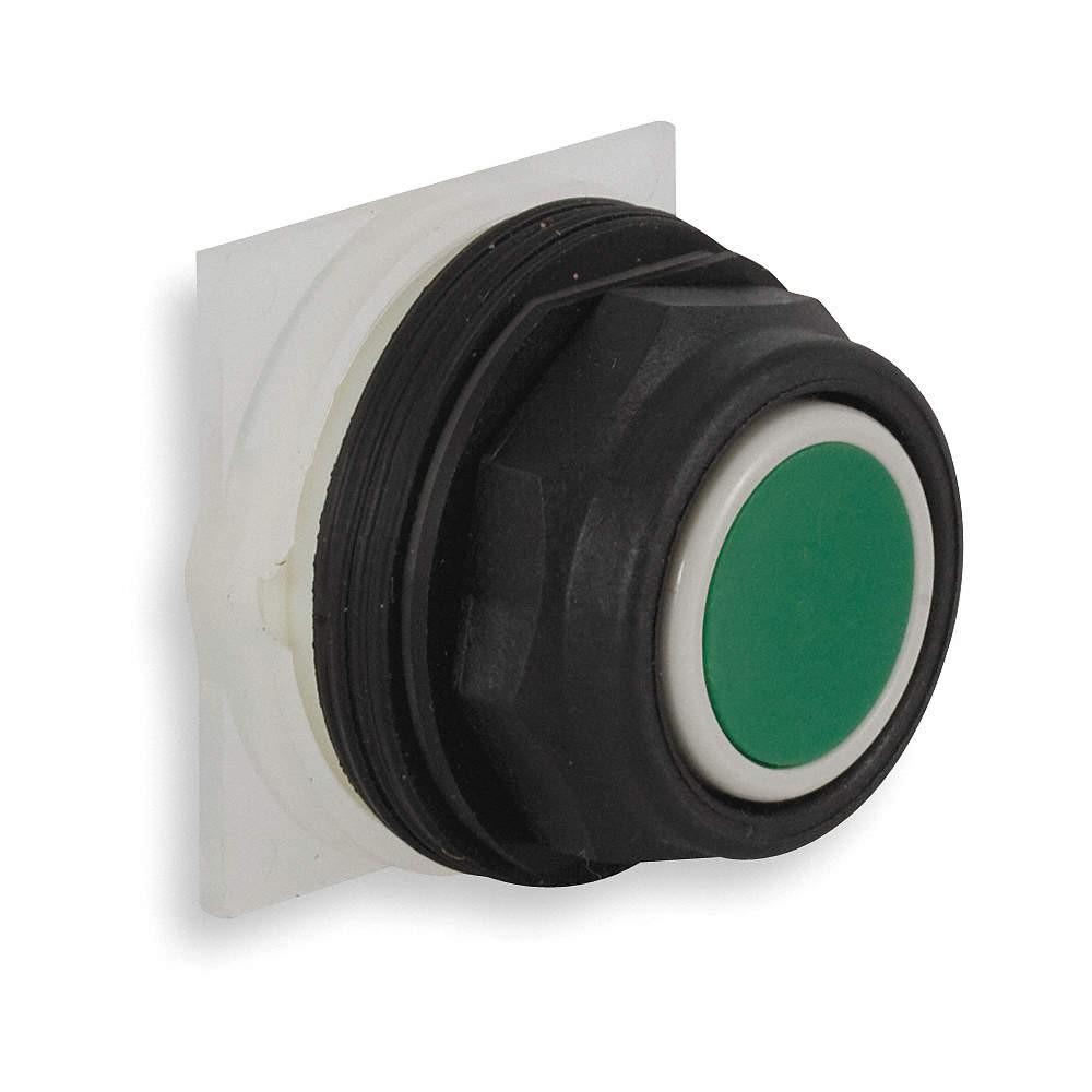 Push-button head, Harmony 9001SK, plastic, flush, green, 30mm, spring return