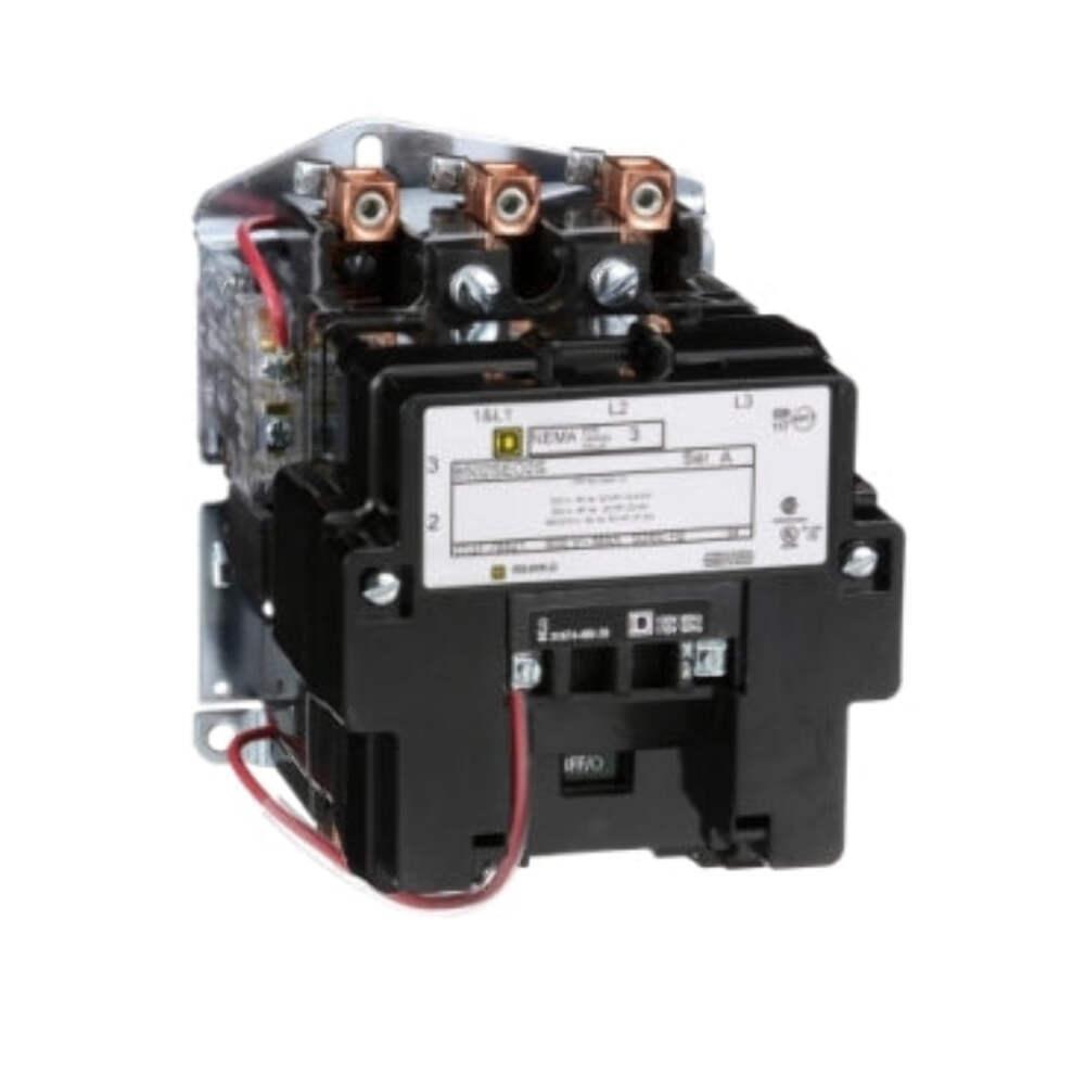 NEMA Contactor, Type S, nonreversing, Size 3, 90A, 50 HP at 575 VAC, 3 phase, up to 100 kA, 3 pole, 208 VAC coil, open
