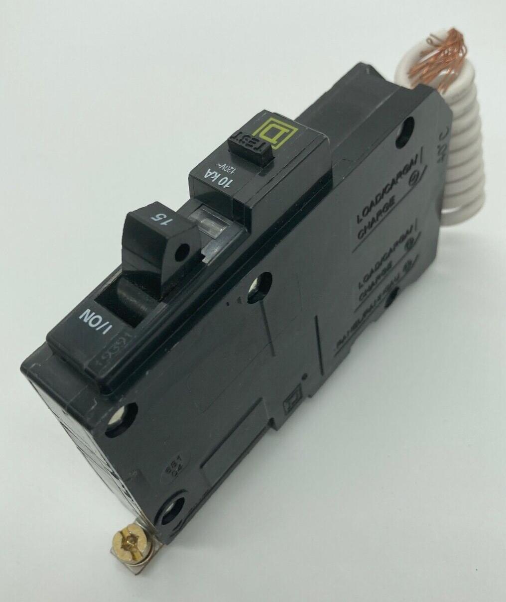 Mini circuit breaker, QO, 15A, 1 pole, 120VAC, 10kA, 30mA grd fault B, bolt on mount