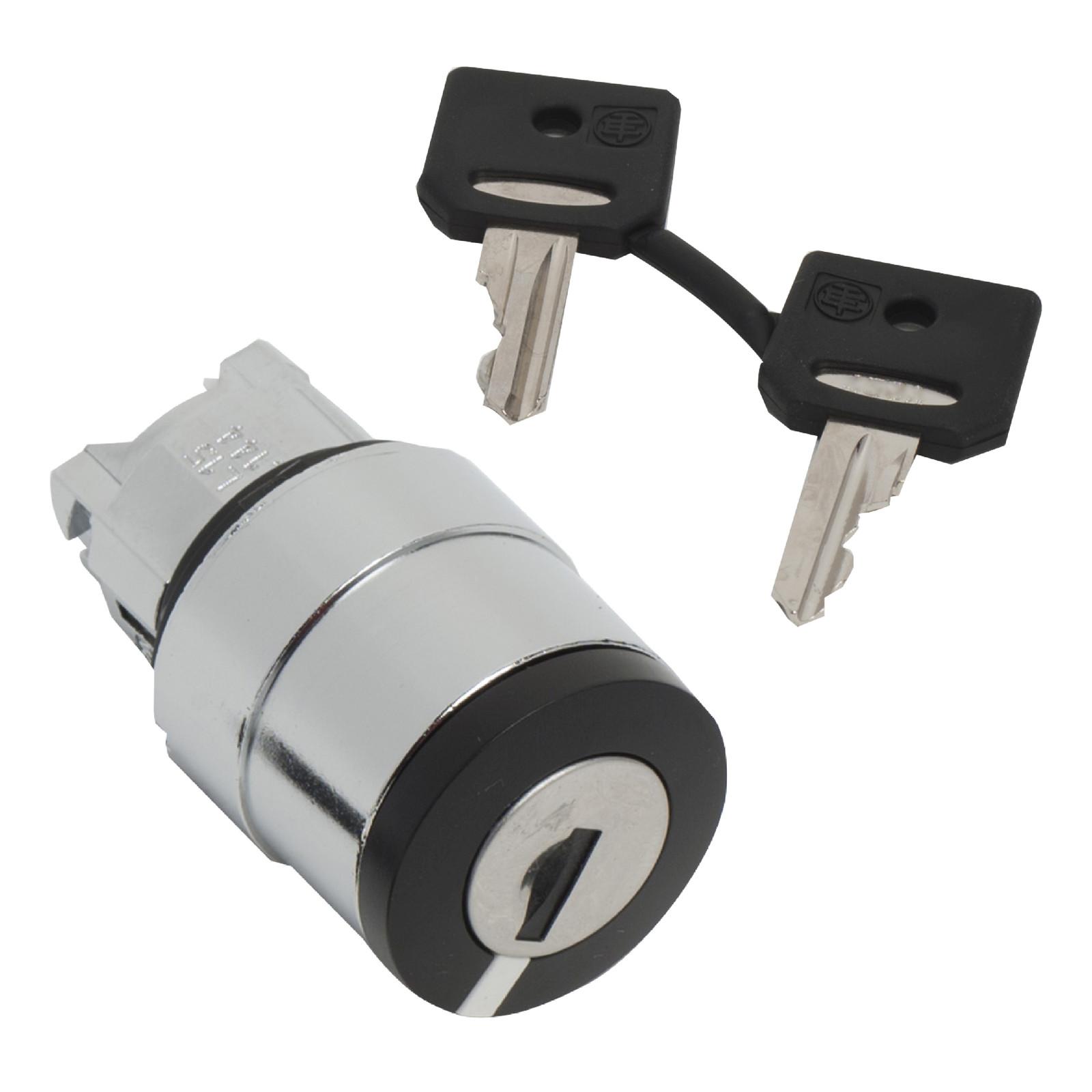 Head for key selector switch, Harmony XB4, black key, 22mm, 3 positions, center key withdrawal, key 421E