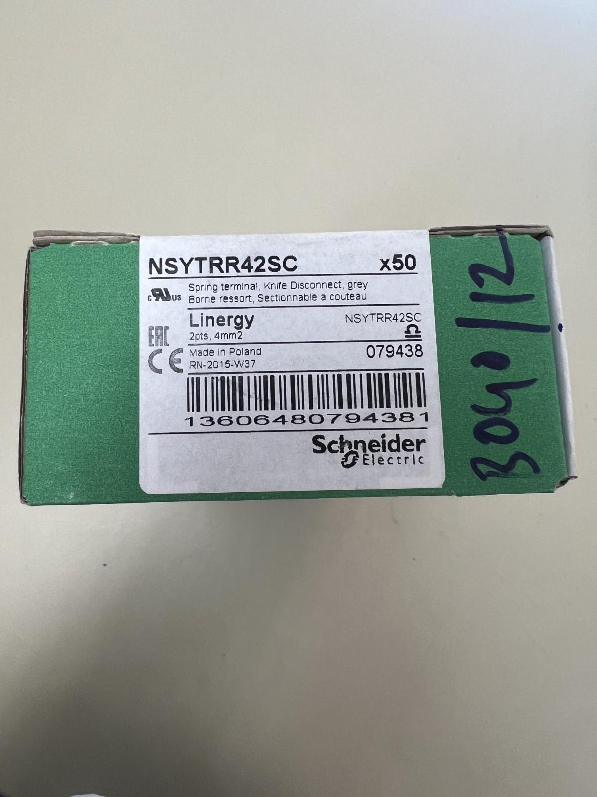 Terminal block, Linergy TR, spring type, feed through, 2 points, 4mm², grey, set of 50