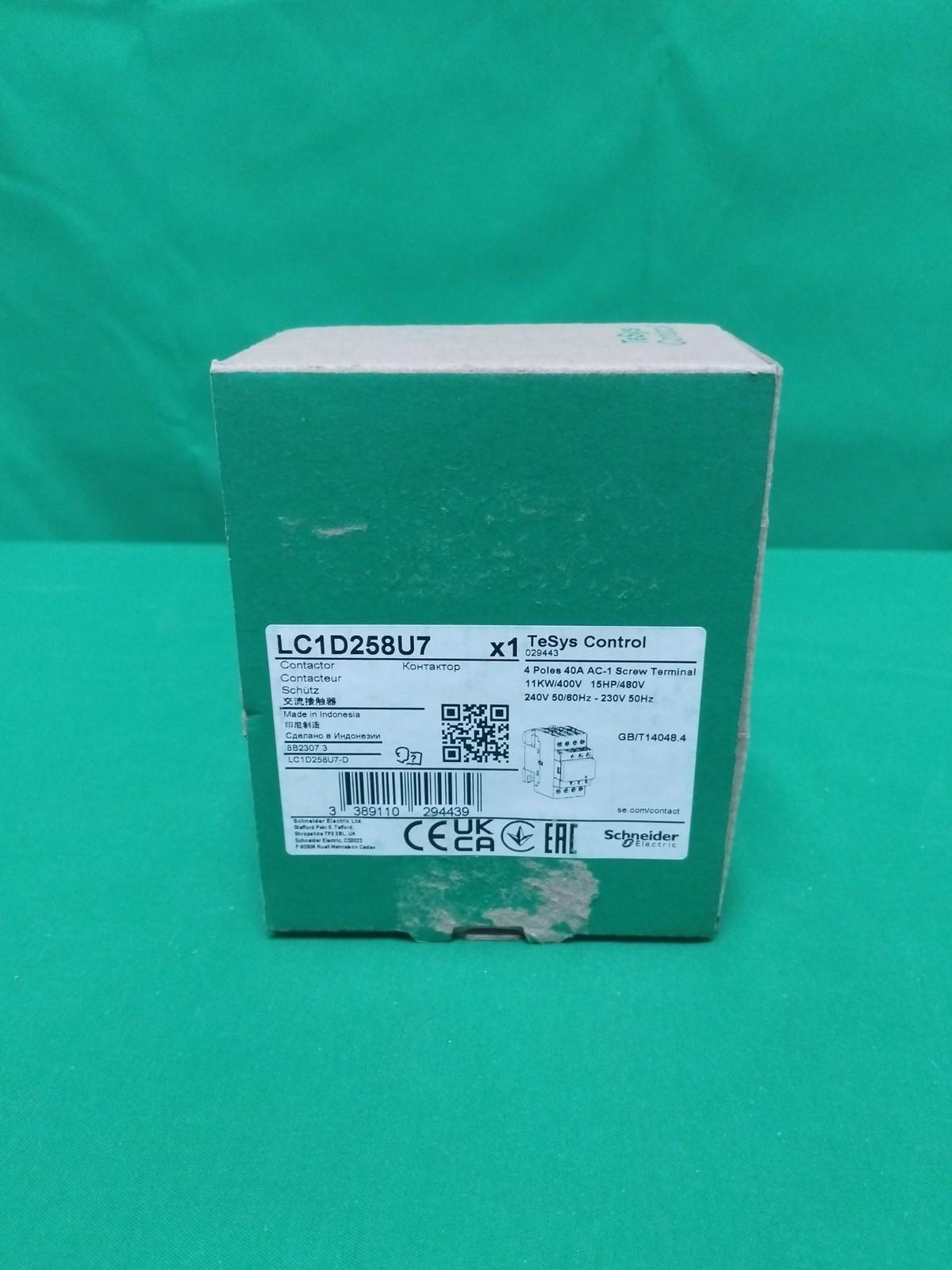 IEC contactor, TeSys Deca, nonreversing, 40A resistive, 4 pole, 2 NO and 2 NC, 240VAC coil, open style