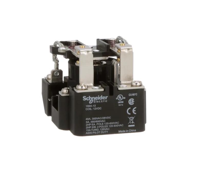 Power relay, SE Relays, DPDT, 40A, 12 VDC, open type, heavy duty
