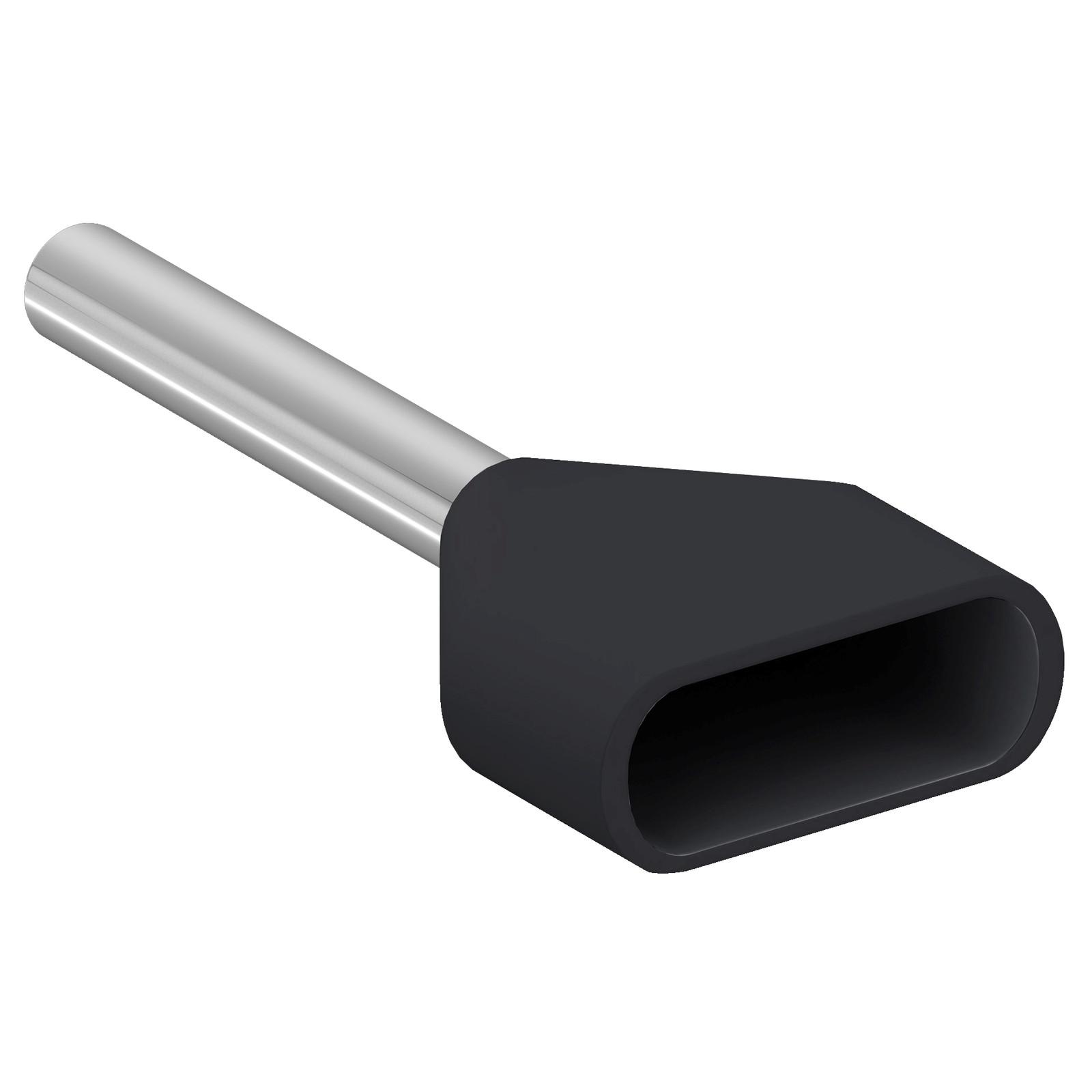 Cable end, Linergy TR cable ends, twin conductor, black, 1.5mm², for insulated cable, medium size, 5 sets of 50