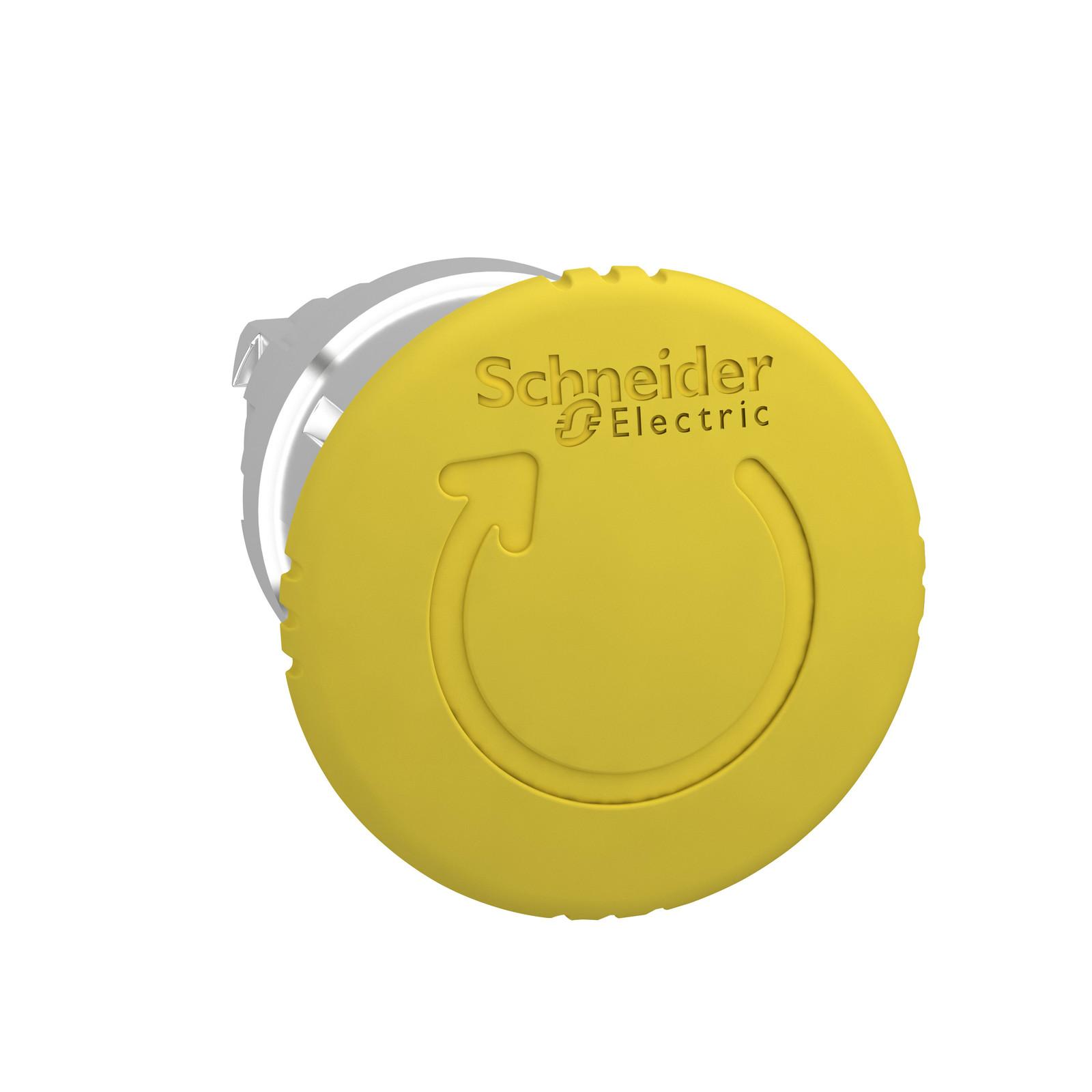 Head for non illuminated push button, Harmony XB4, Mushroom push button head 40mm, armony XB4, metal, yellow, 22mm, latching turn realease