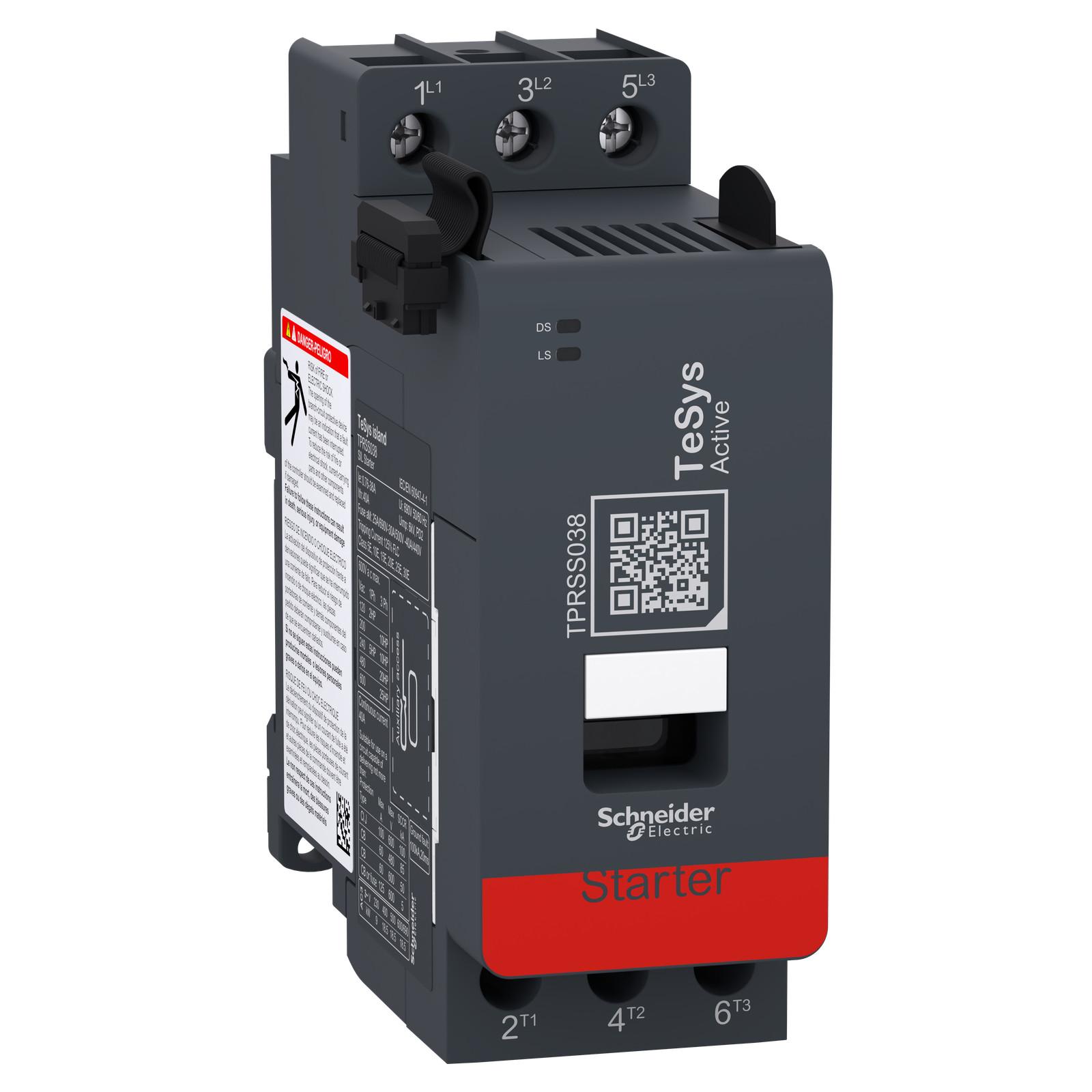 SIL motor starter, TeSys island, 40A at AC-1, 38A at AC-3, 18.5kW, 20hp, DOL type