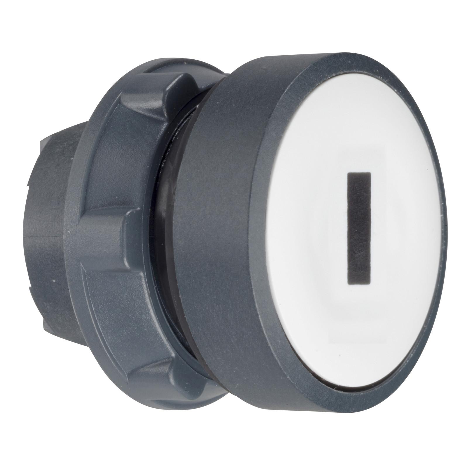 Head for non illuminated push button, Harmony XB5, plastic, flush, white, 22mm, spring return, marked I