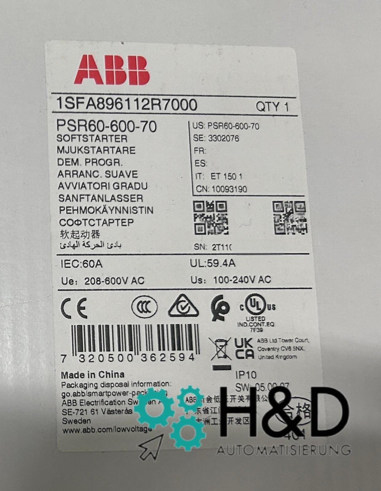 PSR60-600-70 Softstarter - 60 A - 208 ... 600 V AC