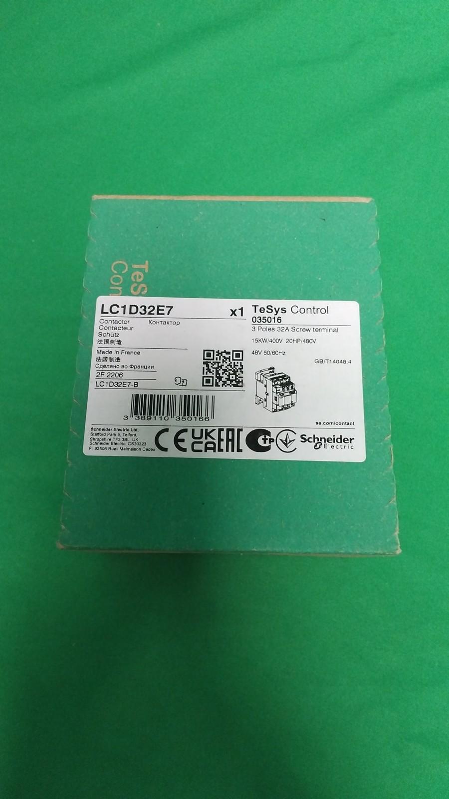 IEC contactor, TeSys Deca, nonreversing, 32A, 20HP at 480VAC, up to 100kA SCCR, 3 phase, 3 NO, 48VAC 50/60Hz coil, open