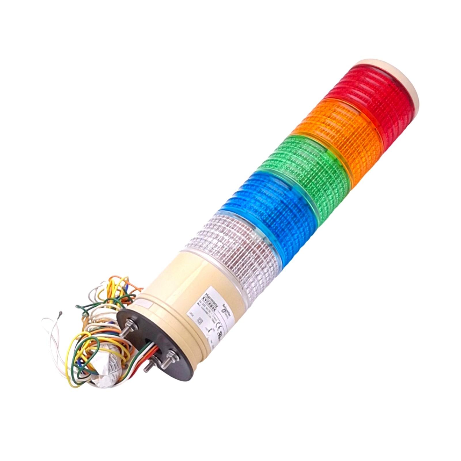Harmony XVC, Monolithic precabled tower light, plastic, red orange green blue clear, Ø60, tube mounting, steady, IP23, 24 V AC/DC