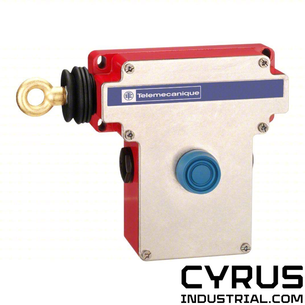 Latching emergency stop rope pull switch, Telemecanique rope pull switches XY2C, e XY2CE, LH side -1NC+1 NO, booted pushbutton