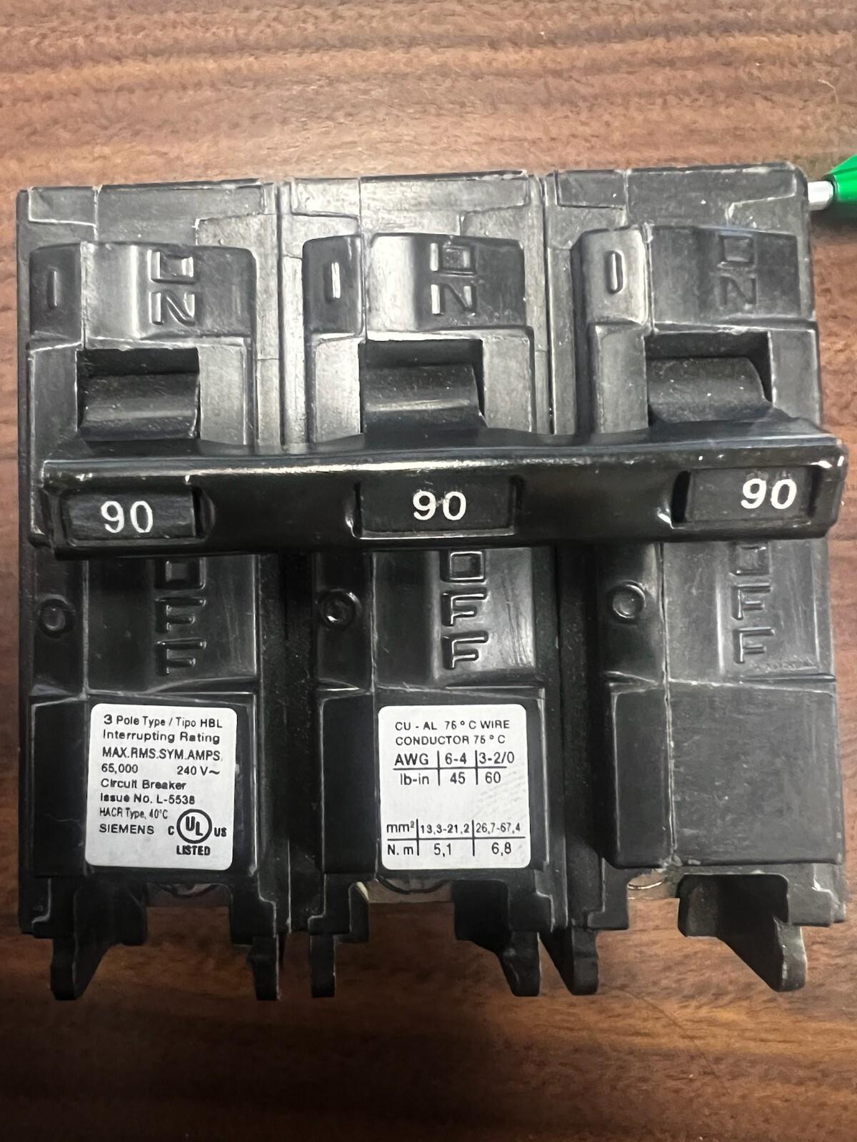 BREAKER 90A 3P 240V 65K HBL