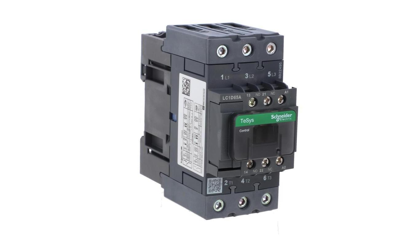IEC contactor, TeSys Deca, nonreversing, 65A, 40HP at 480VAC, up to 100kA SCCR, 3 phase, 3 NO, 48VAC 50/60Hz coil, open