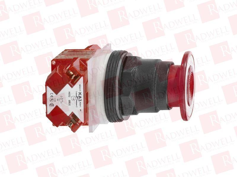 Push-button, Harmony 9001SK, plastic, mushroom 35mm, red, 30mm, 2 positions, push-pull, 1 NC