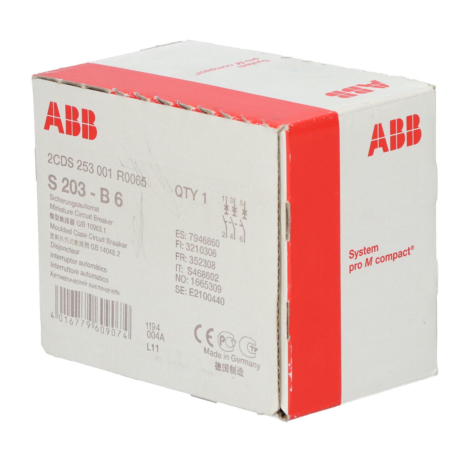 S203-B6 Miniature Circuit Breaker - 3P - B - 6 A