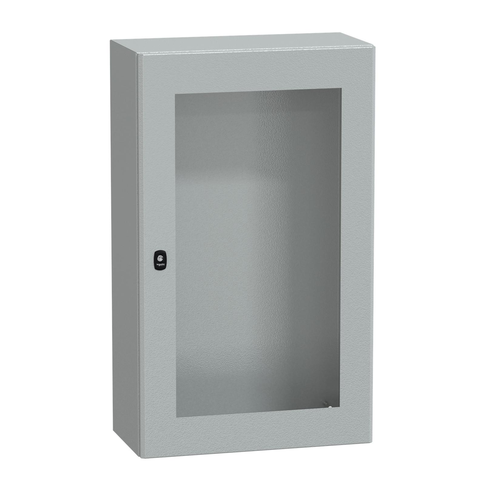 Wall mounted steel enclosure, Spacial S3D, transparent door, without mounting plate, 1000x600x300mm, IP66, IK08