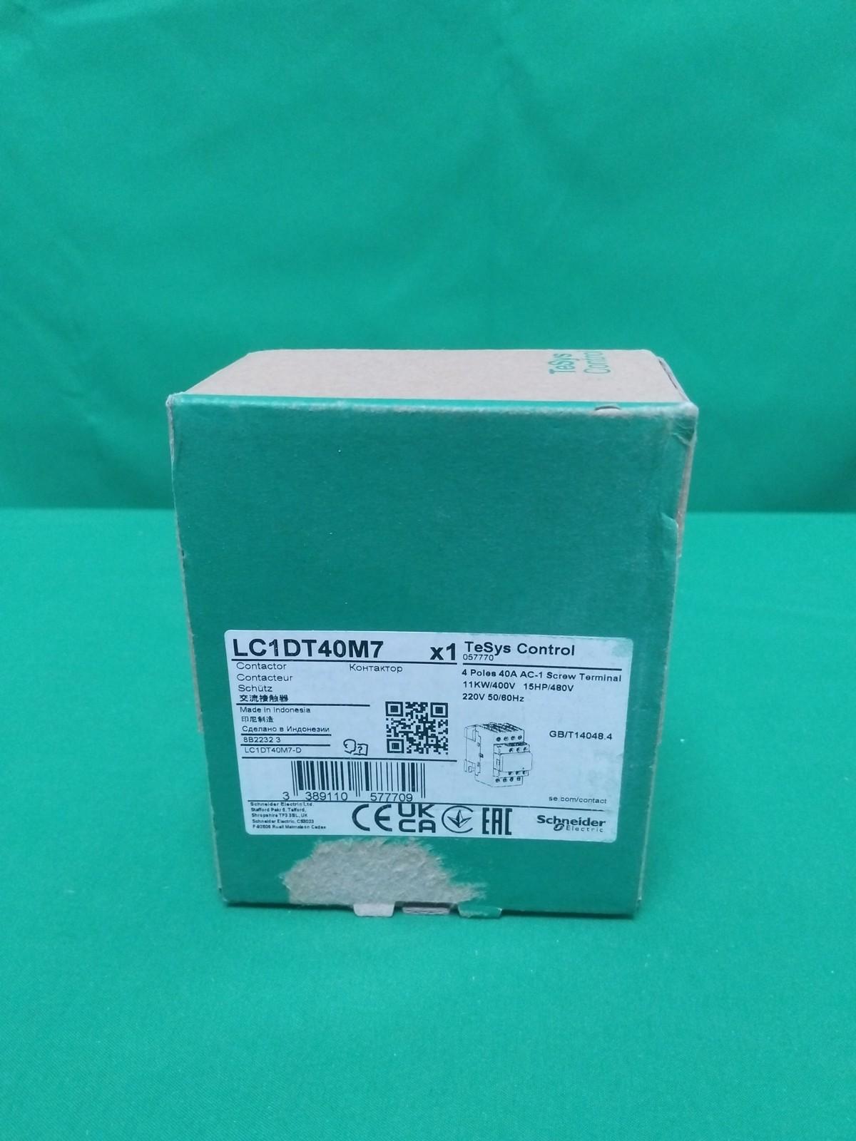 IEC contactor, TeSys Deca, nonreversing, 40A resistive, 4 pole, 4 NO, 220VAC 50/60Hz coil, open style