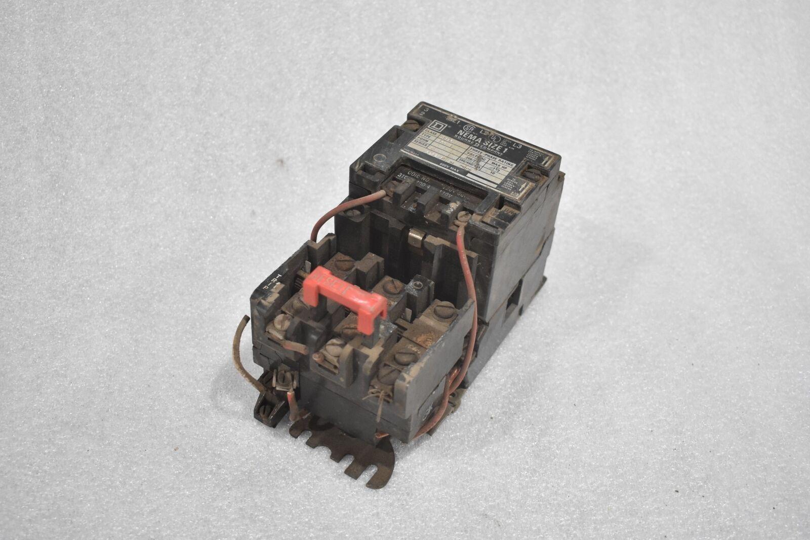 NEMA Motor Starter, Type S, nonreversing, Size 1, 27A, 10 HP at 460 VAC, 5 kA SCCR, 3 phase, 3 pole, melting alloy, 24 VAC coil, NEMA 1