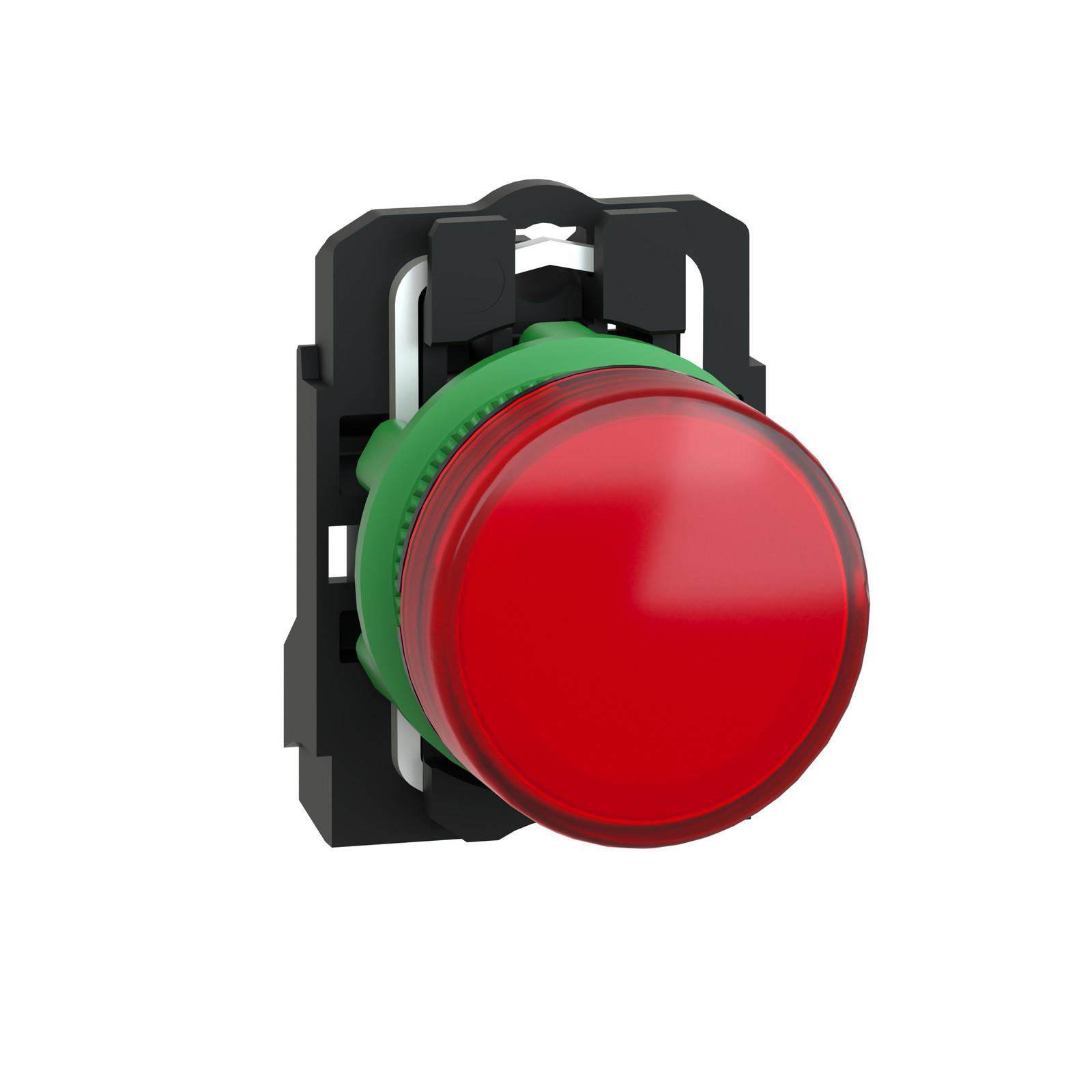 pilot light, Harmony XB5, grey plastic, red, 22mm, universal LED, plain lens, 110…120V AC