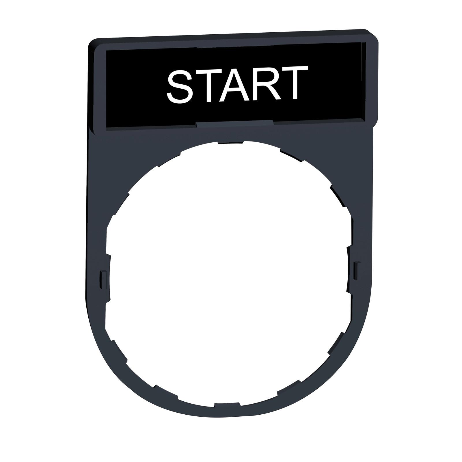 Harmony, 22mm Push Button, legend holder 30 x 40 mm, with legend 8 x 27 mm, marked START