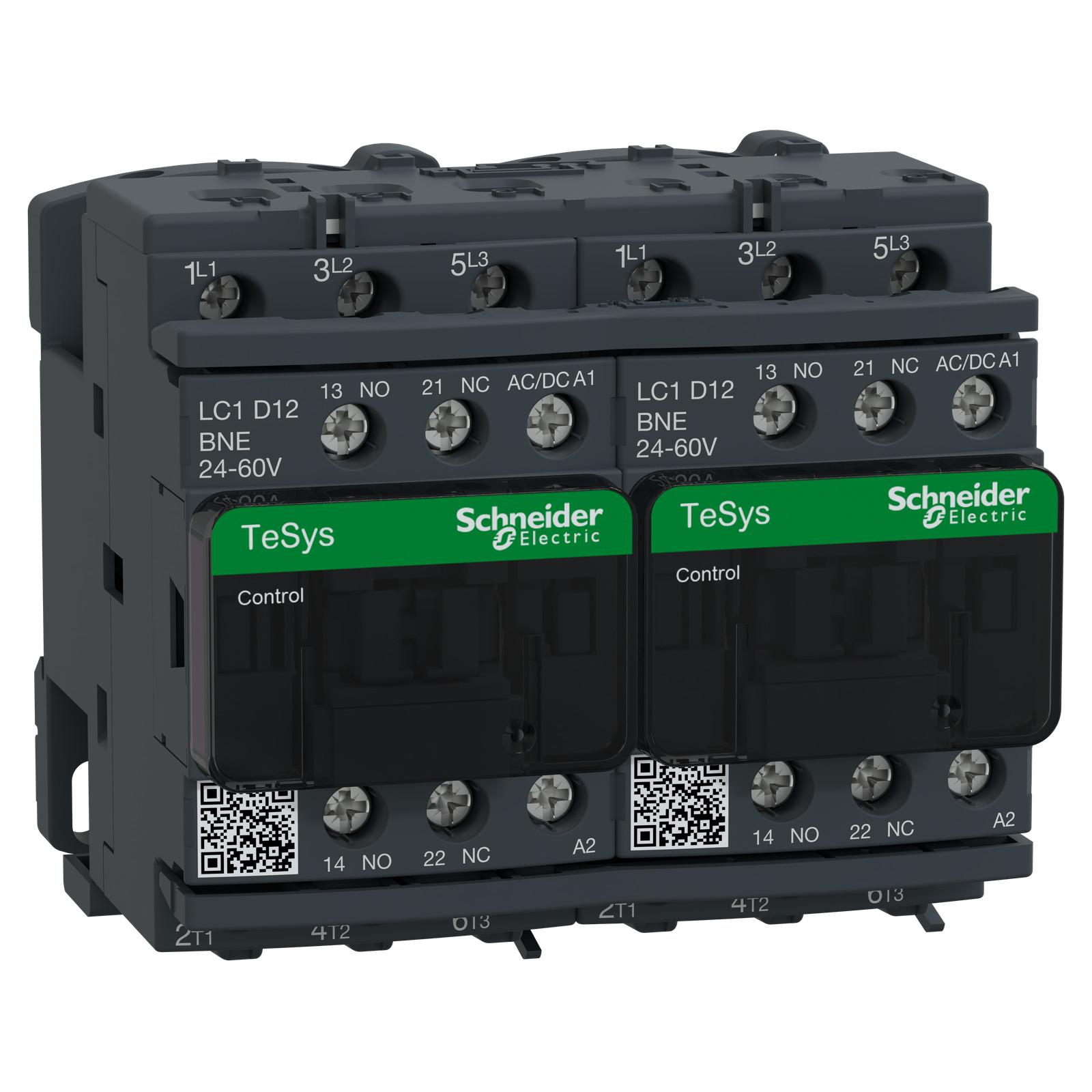 TeSys Deca reversing contactor - 3P - <= 440 V - 12 A AC-3 - 24...60 V AC/DC coil