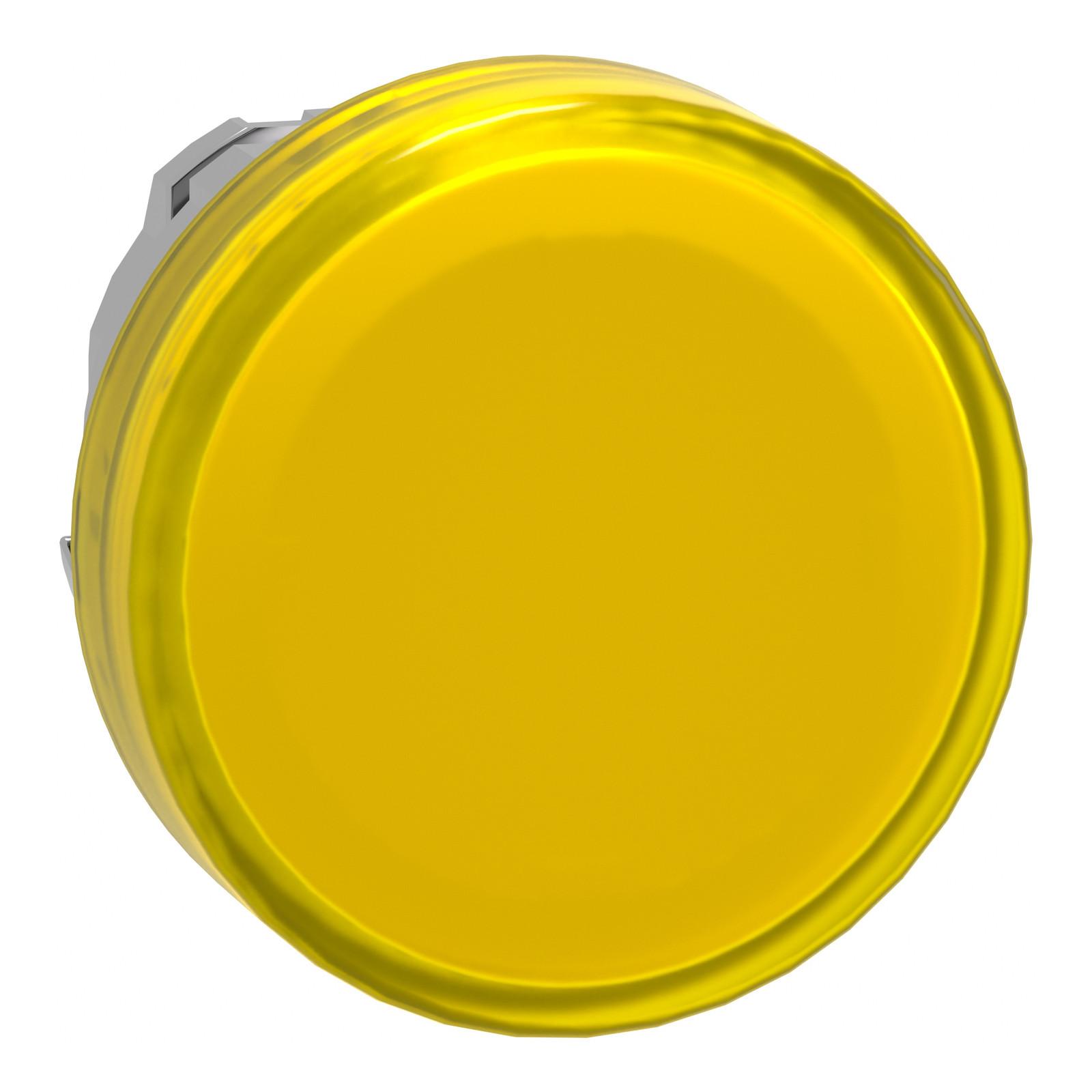 Head for pilot light, Harmony XB4, yellow, 22mm, with plain lens, universal LED