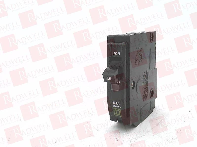 Mini circuit breaker, QO, 25A, 1 pole, 120/240VAC, 10kA, bolt on mount