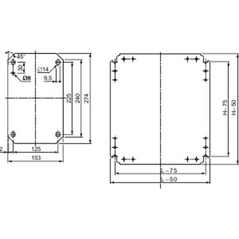 Plain mounting plate H300xW300mm made of galvanised sheet steel