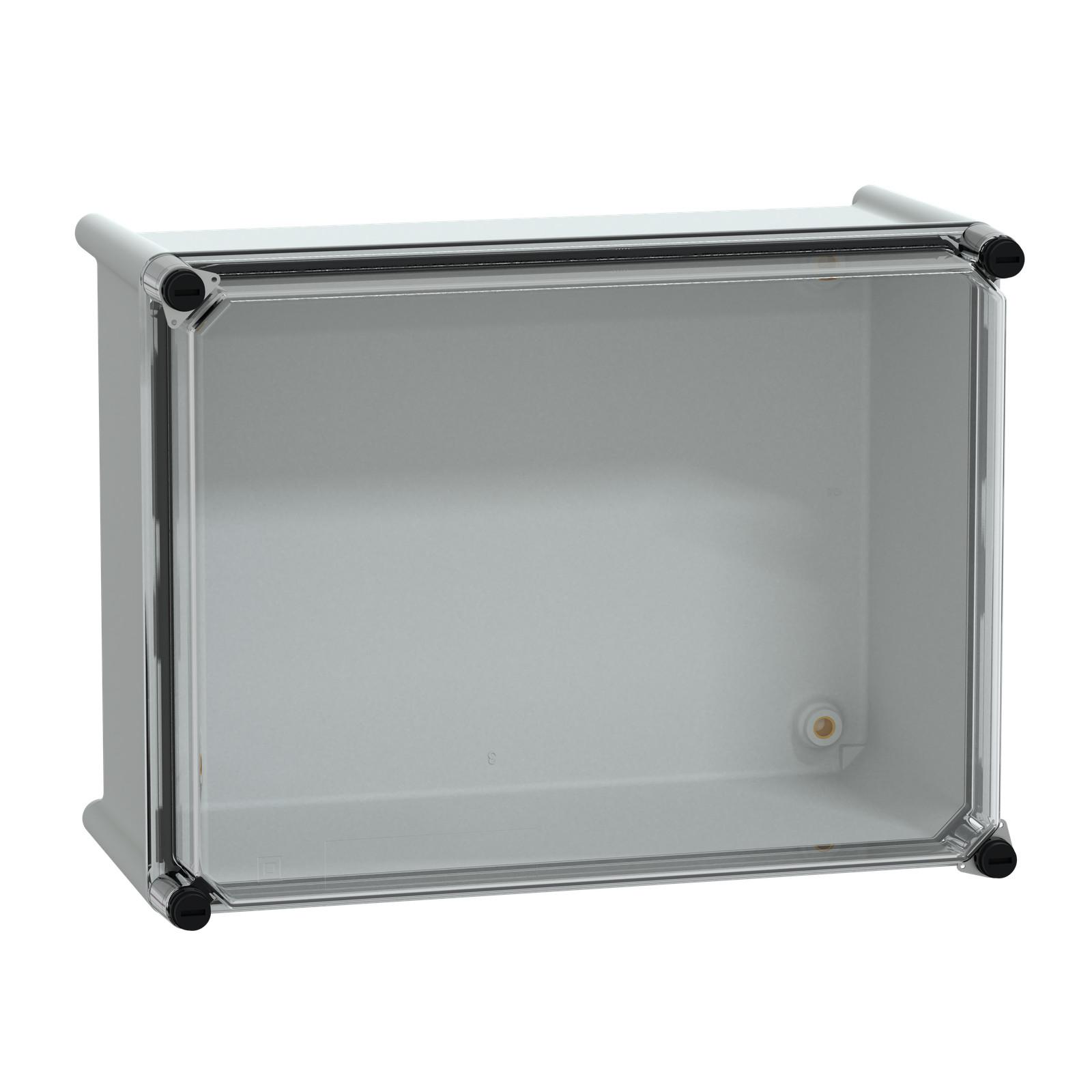PLS box, polyester rear, transparent PC cover IP66 27x36x18cm