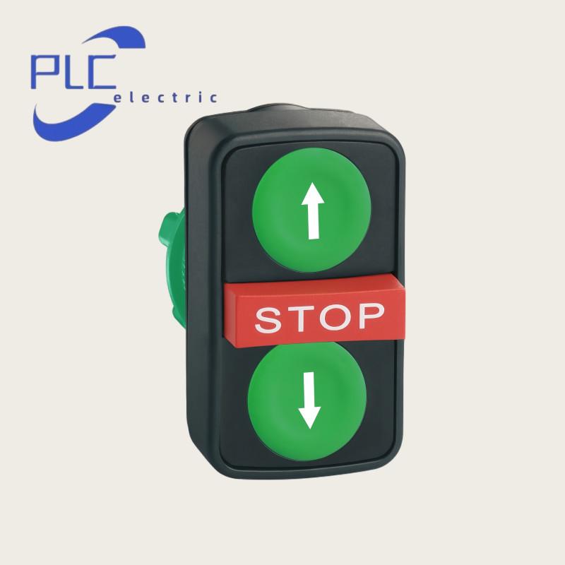 Head for triple headed push button, Harmony XB5, XB4, green flush/red projecting/green flush pushbutton Ø22 mm with marking