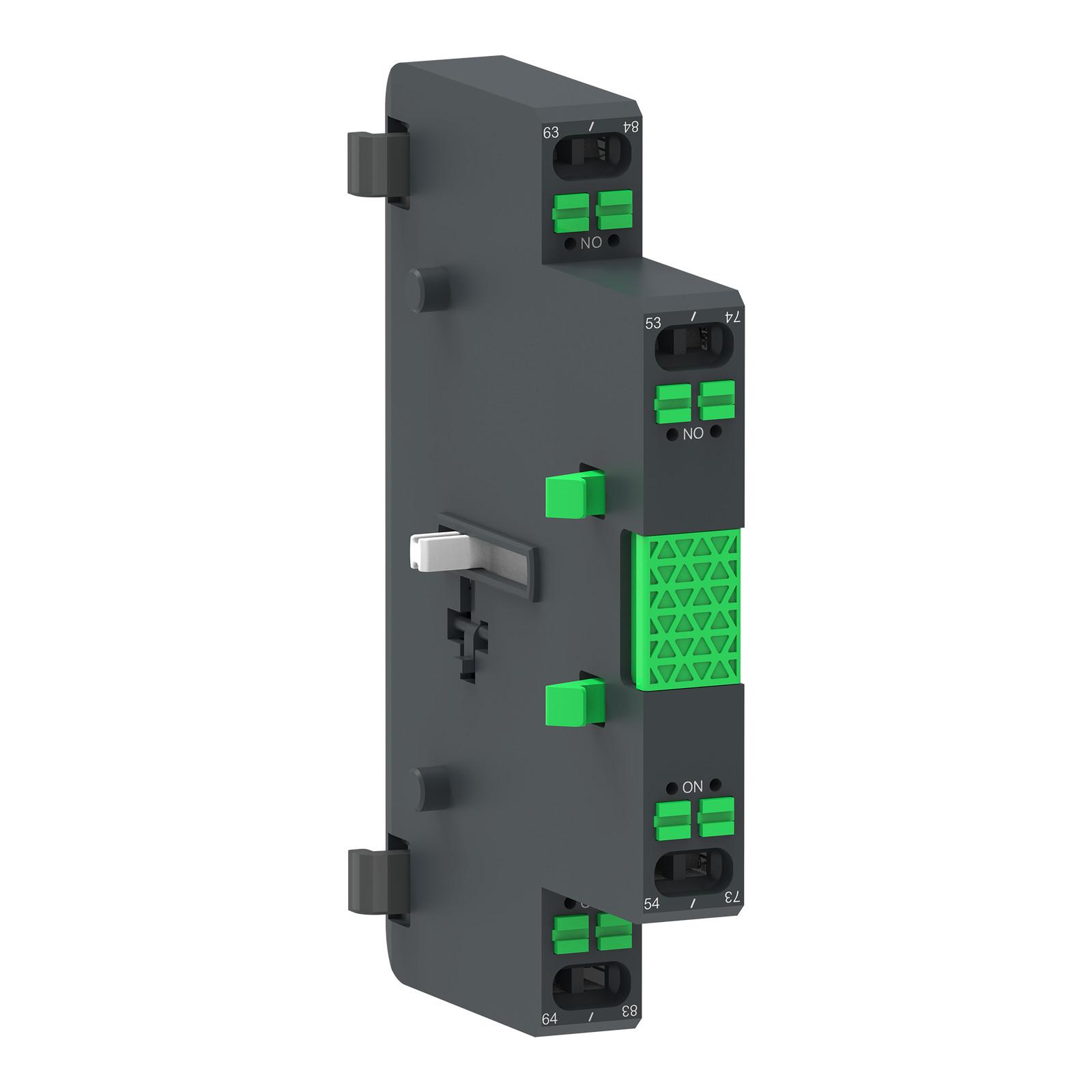Auxiliary contact block,TeSys Giga contactor,2NO,lateral face side mounting,push-in terminals