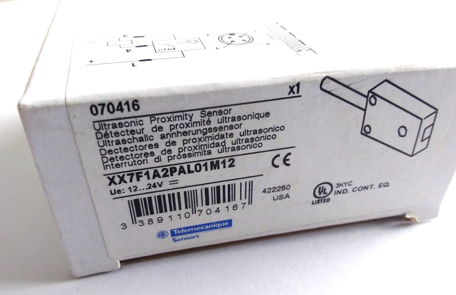 Ultrasonic sensors XX, ultrasonic sensor parallelepipedic, Sn 0.1 m, NO, pre cabled M12 0.15 m