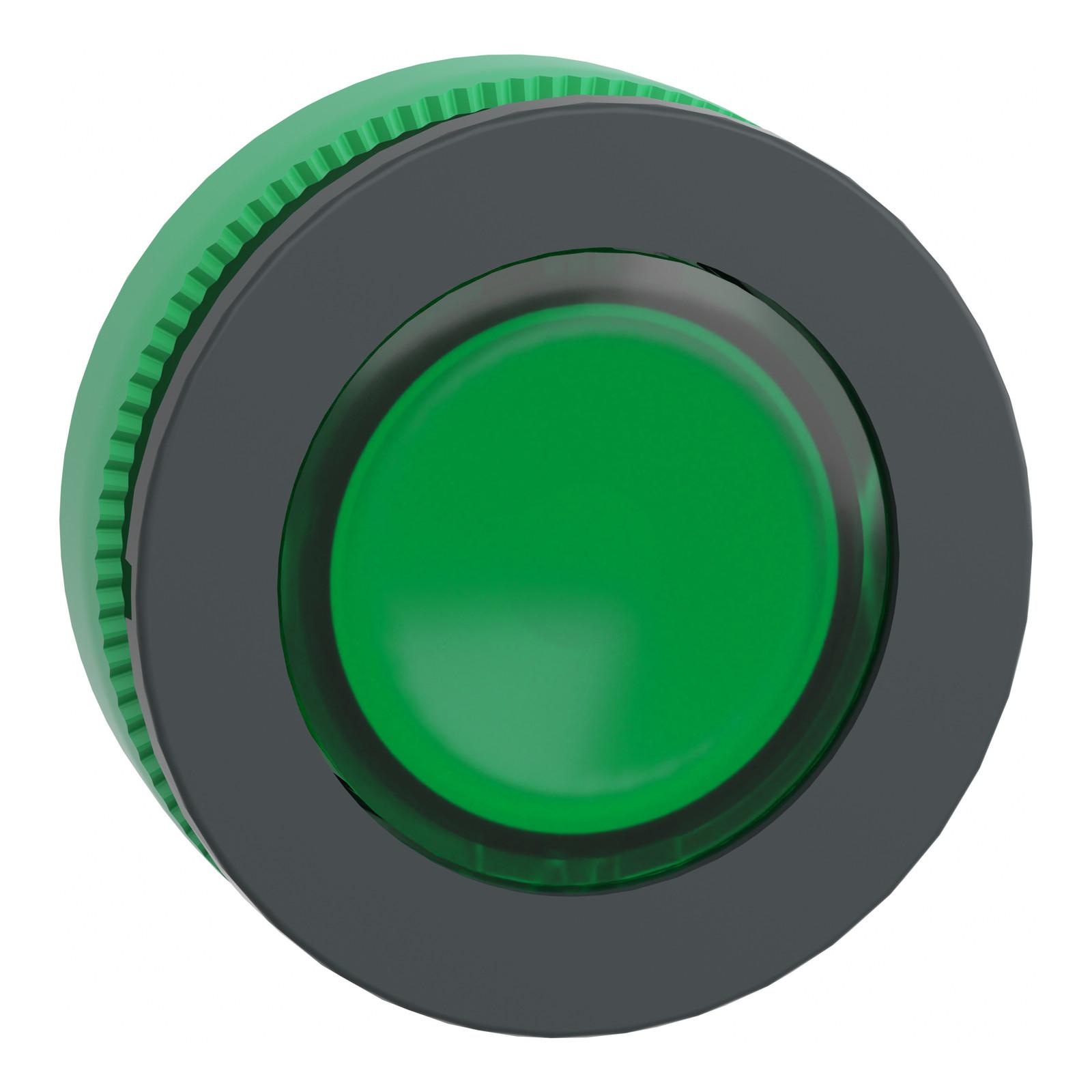 Head for illuminated push button, Harmony XB5, antimicrobial, plastic, green flush mounted, 30mm, universal LED,
