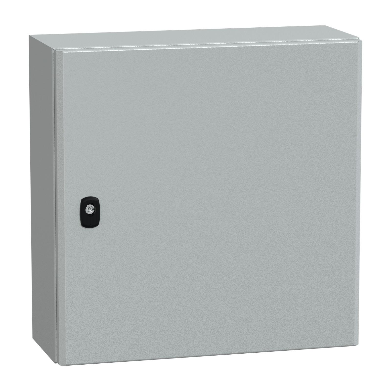 Wall mounted steel enclosure, Spacial S3D, plain door, with mounting plate, 500x500x200mm, IP66, IK10
